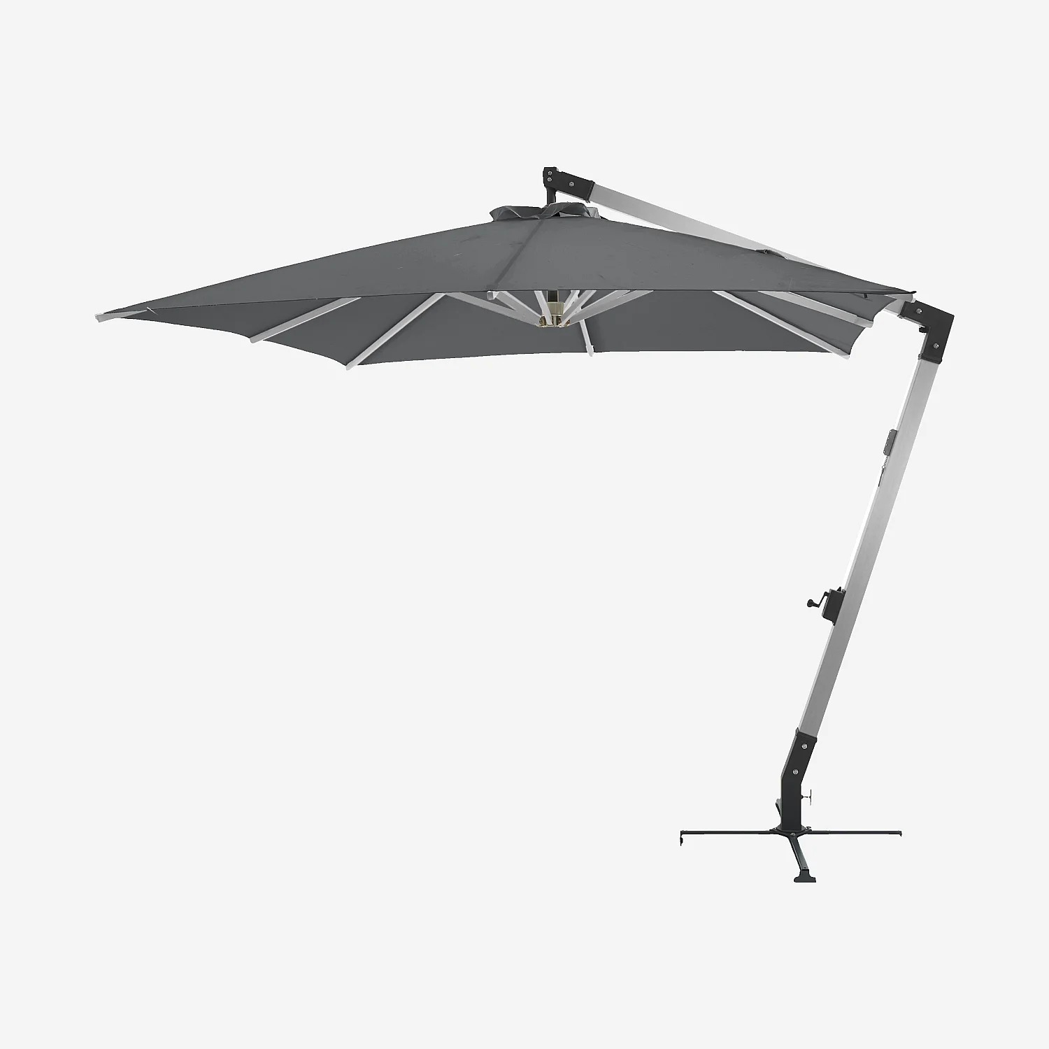 Parasol déporté en tissu et métal 3 x 3 m - Anthracite et argenté - 1