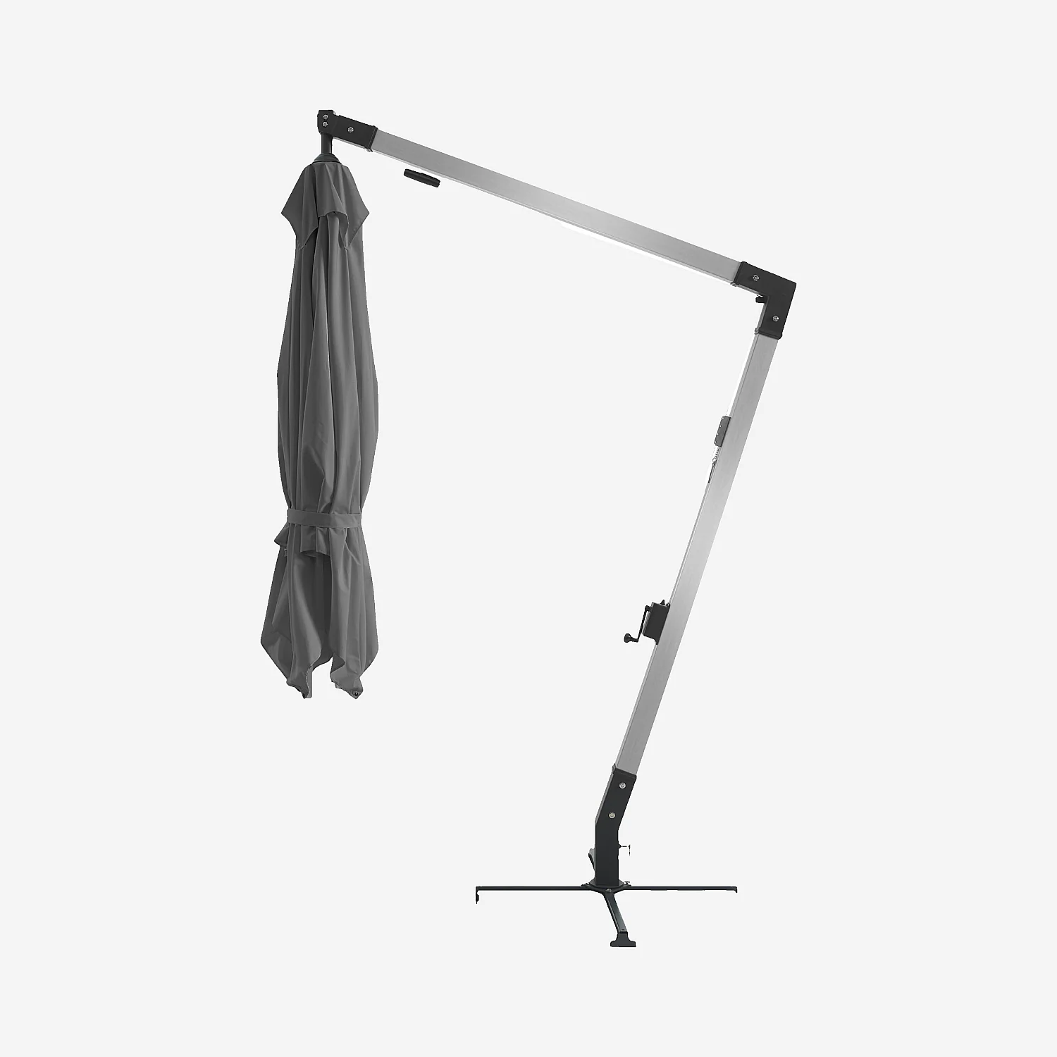 Parasol déporté en tissu et métal 3 x 3 m - Anthracite et argenté - 2