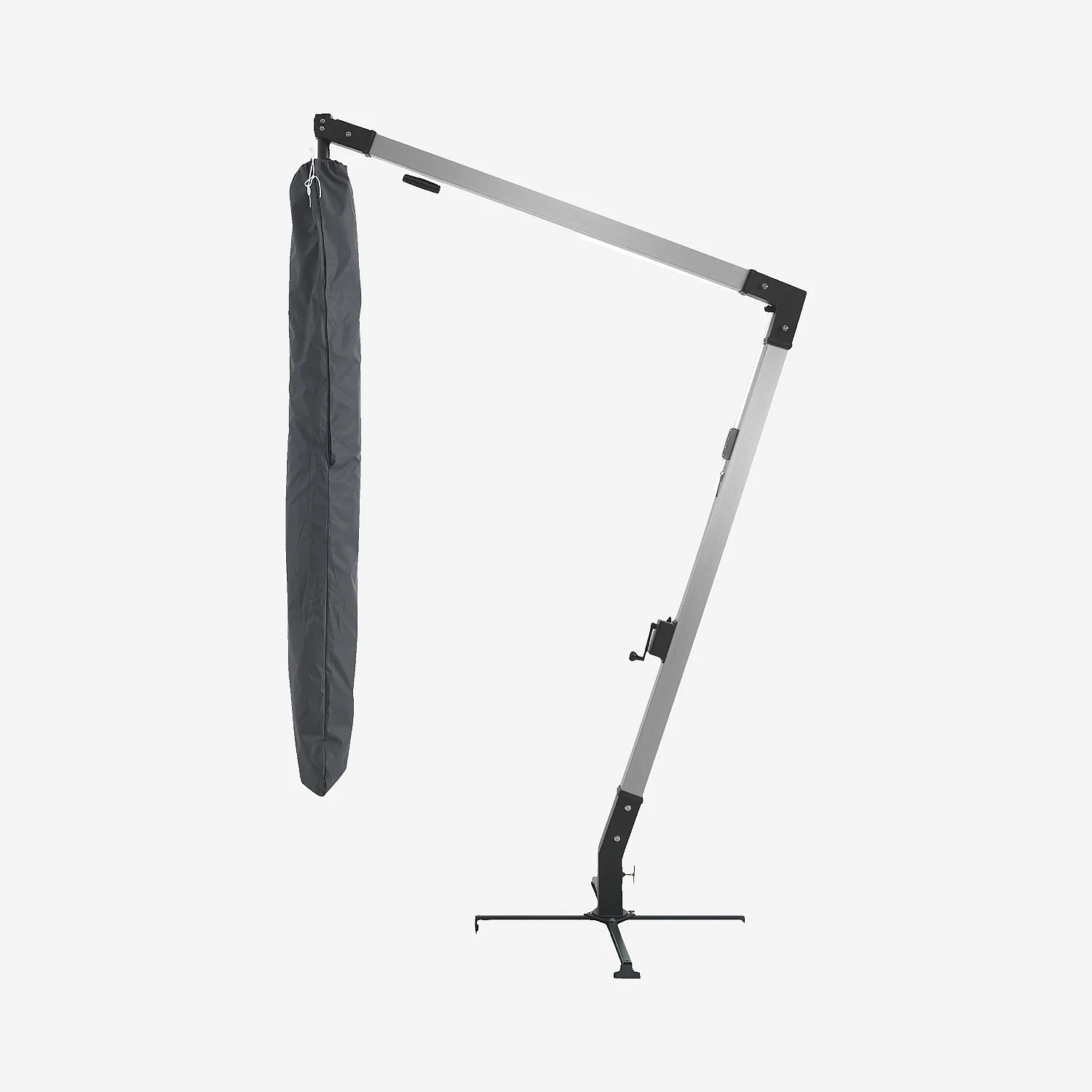 Parasol déporté en tissu et métal 3 x 3 m - Anthracite et argenté - 5