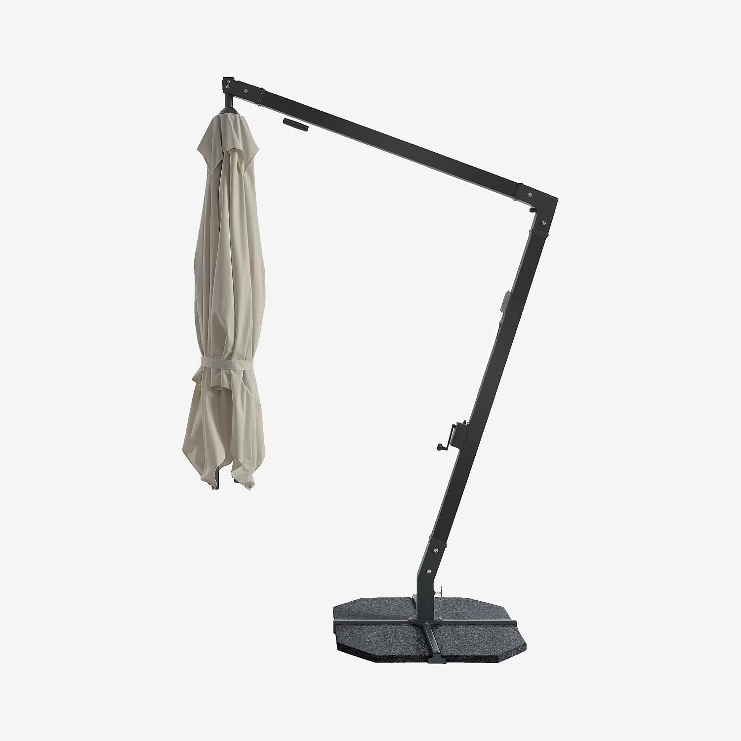 Parasol excéntrico de tejido y metal de 3 x 3 m - Topo y antracita - 2