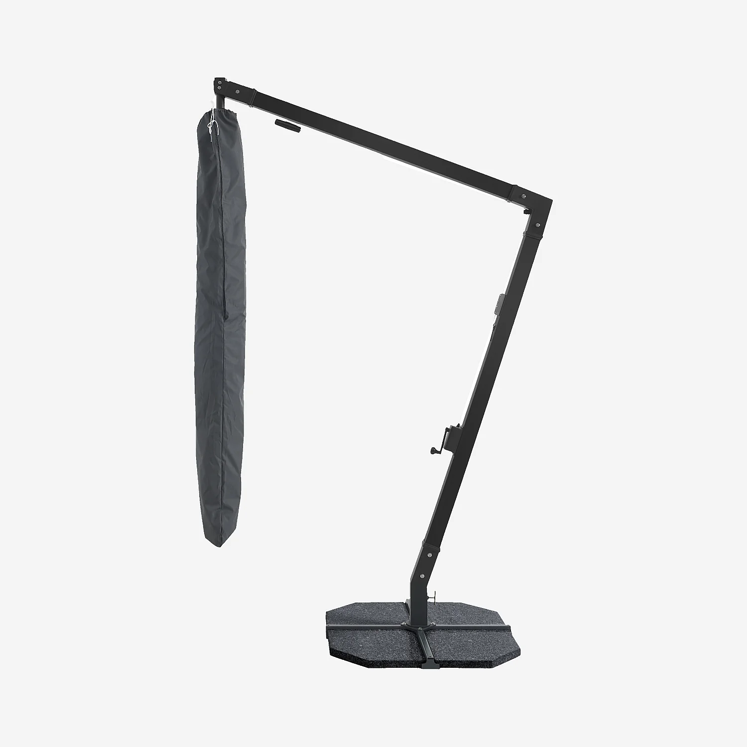 Parasol excéntrico de tejido y metal de 3 x 3 m - Topo y antracita - 4