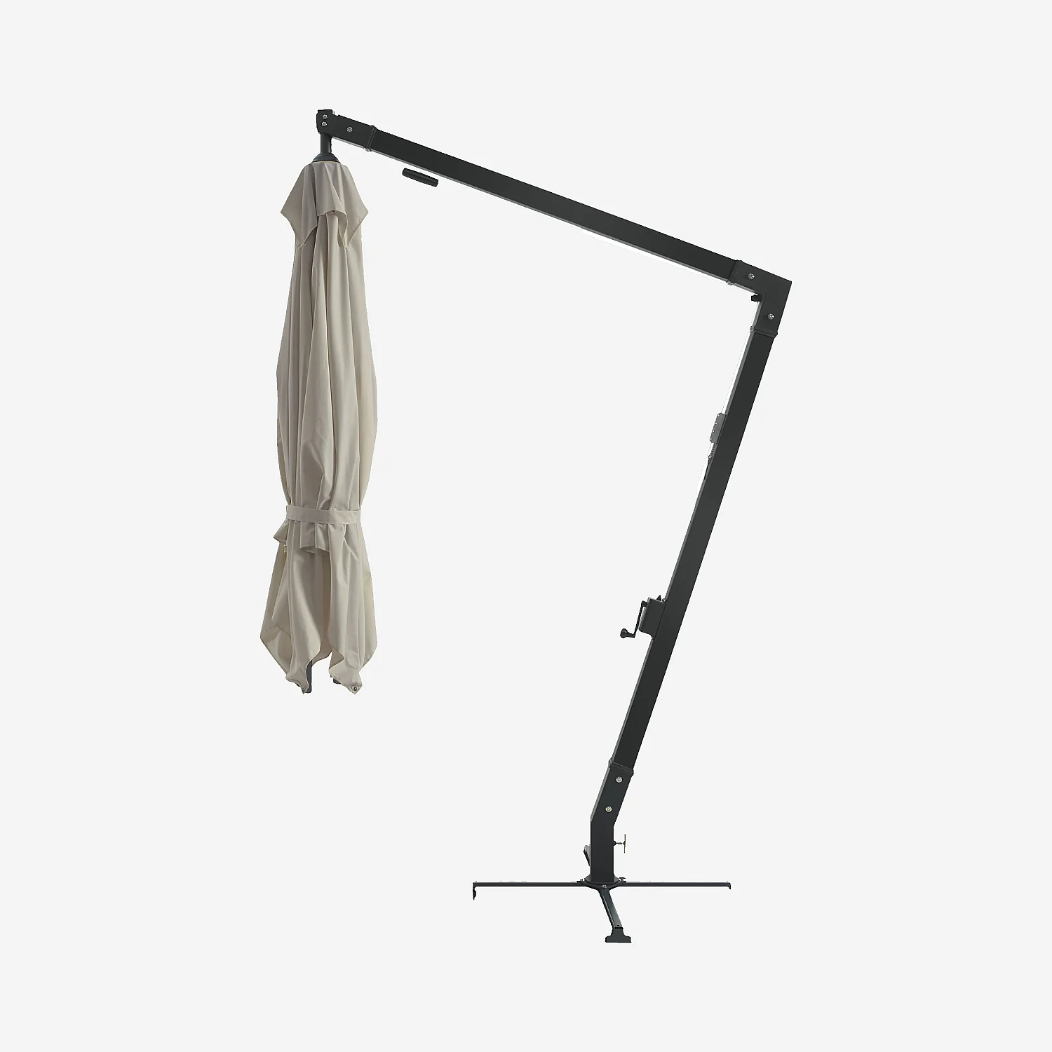 Ampelschirm aus Stoff und Metall 3 x 3 m - Taupe und anthrazit - 2