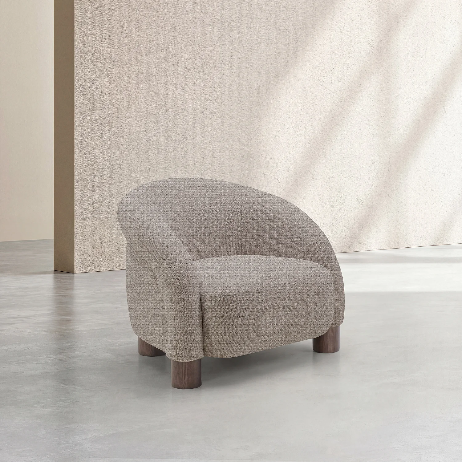 Fauteuil en tissu chenille et pieds en bois - Taupe mélangé - Design by Morten Georgsen - 3