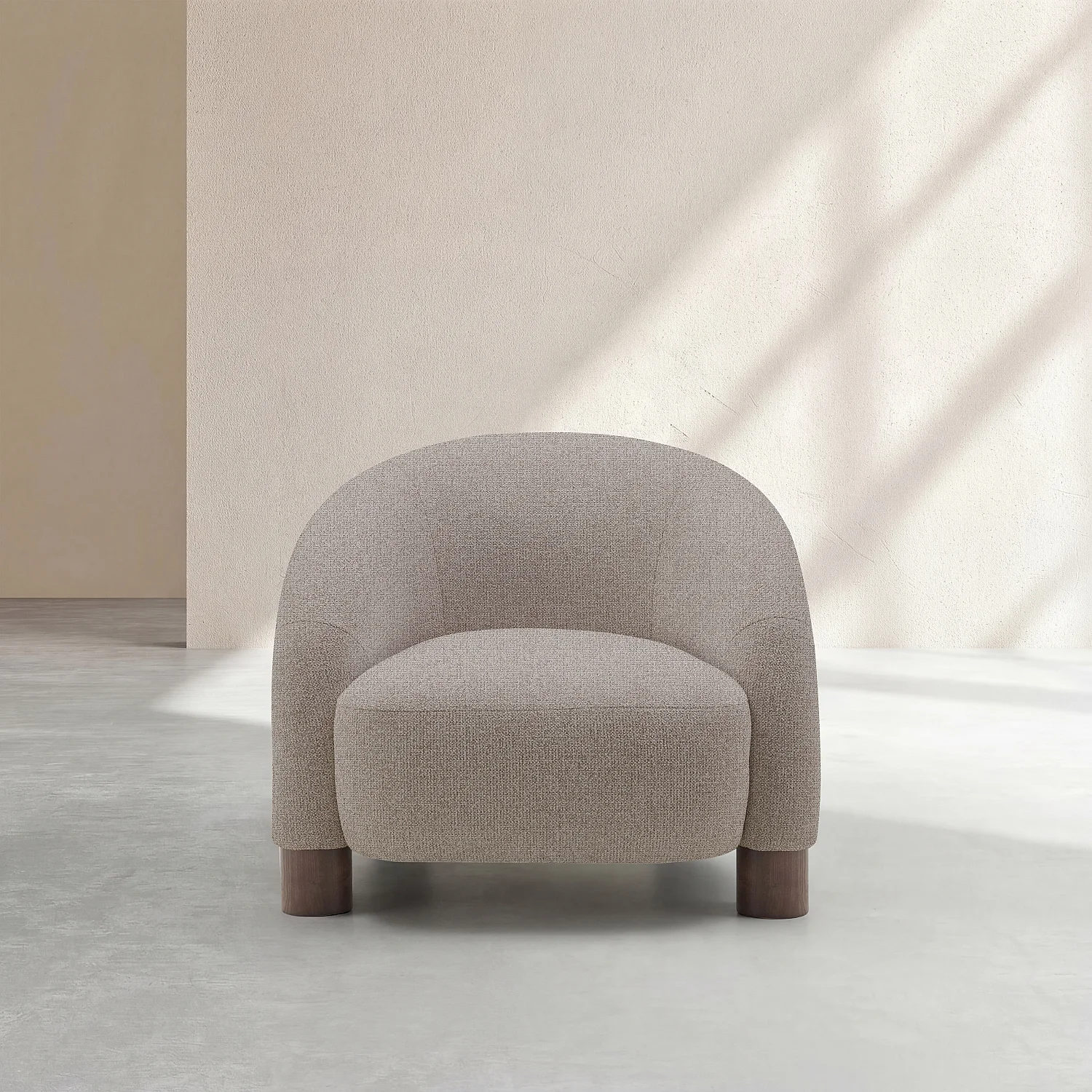Fauteuil en tissu chenille et pieds en bois - Taupe mélangé - Design by Morten Georgsen - 2