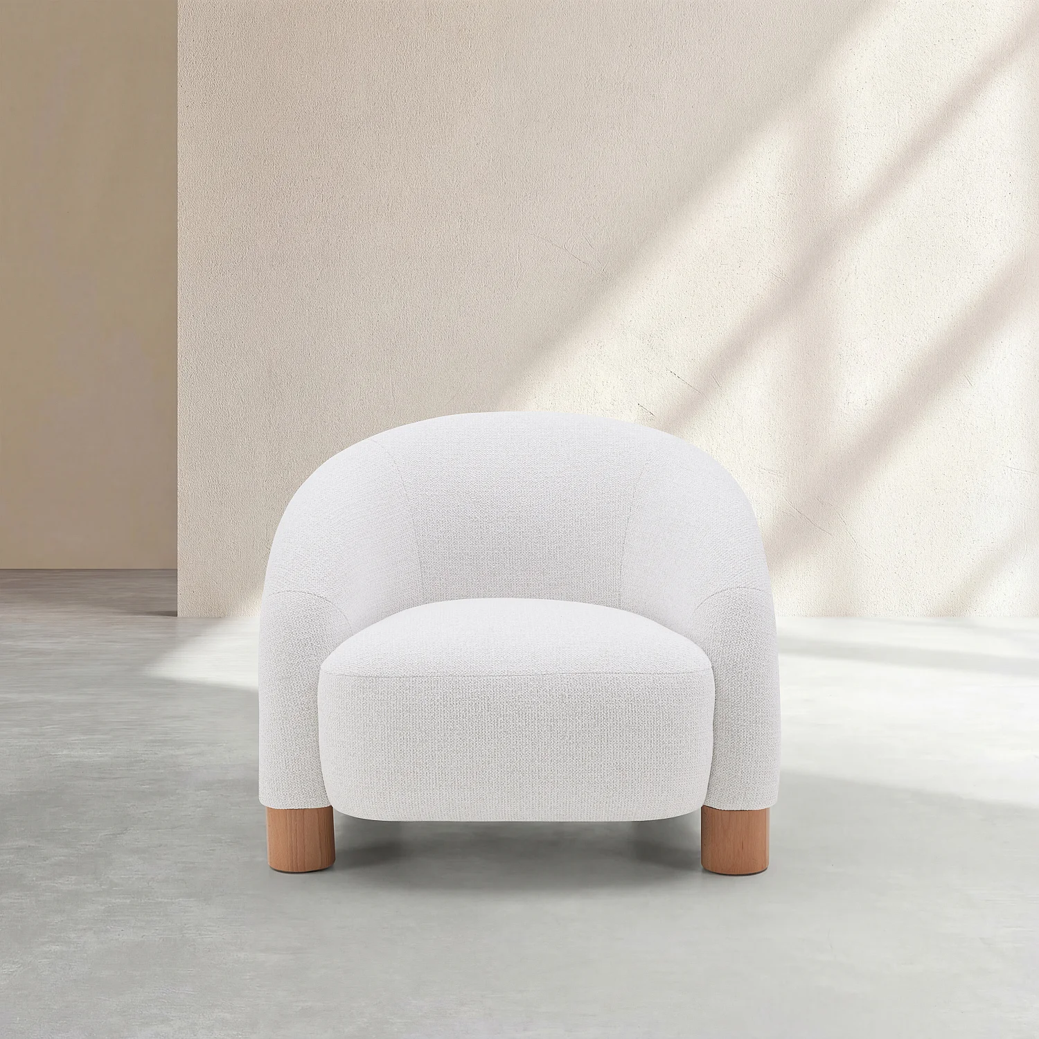 Fauteuil en tissu chenille et pieds en bois - Beige mélangé - Design by Morten Georgsen - 1