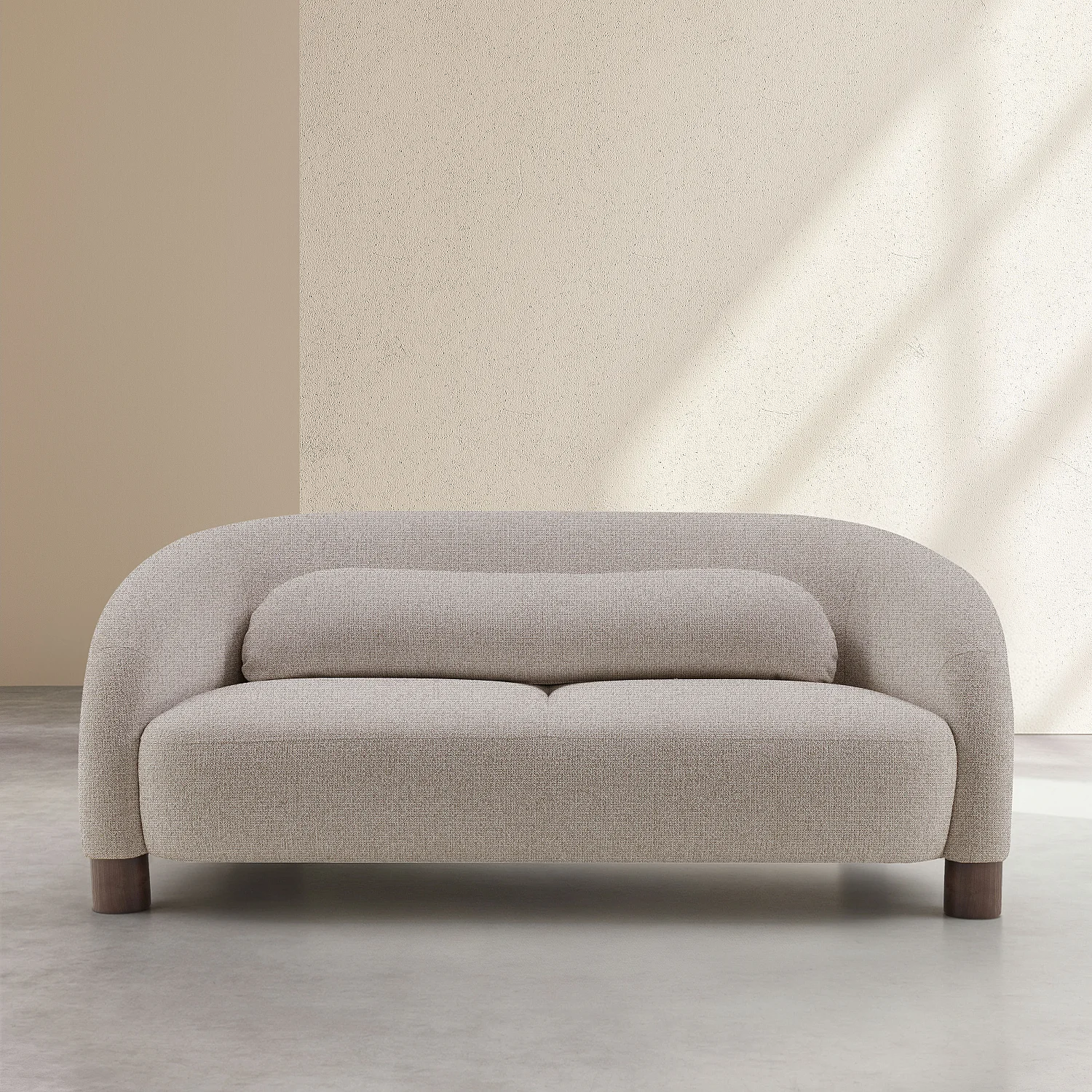 Canapé 2 places en tissu chenille et pieds en bois - Taupe mélangé - Design by Morten Georgsen - 2