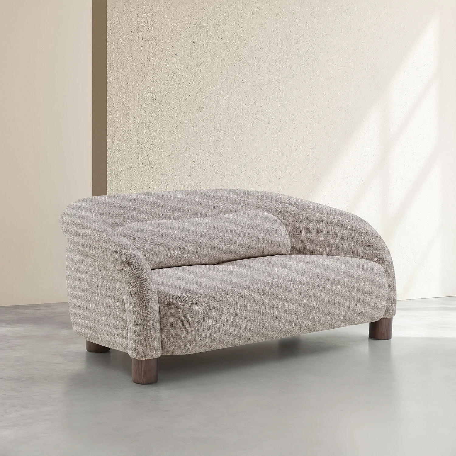 Canapé 2 places en tissu chenille et pieds en bois - Taupe mélangé - Design by Morten Georgsen - 3