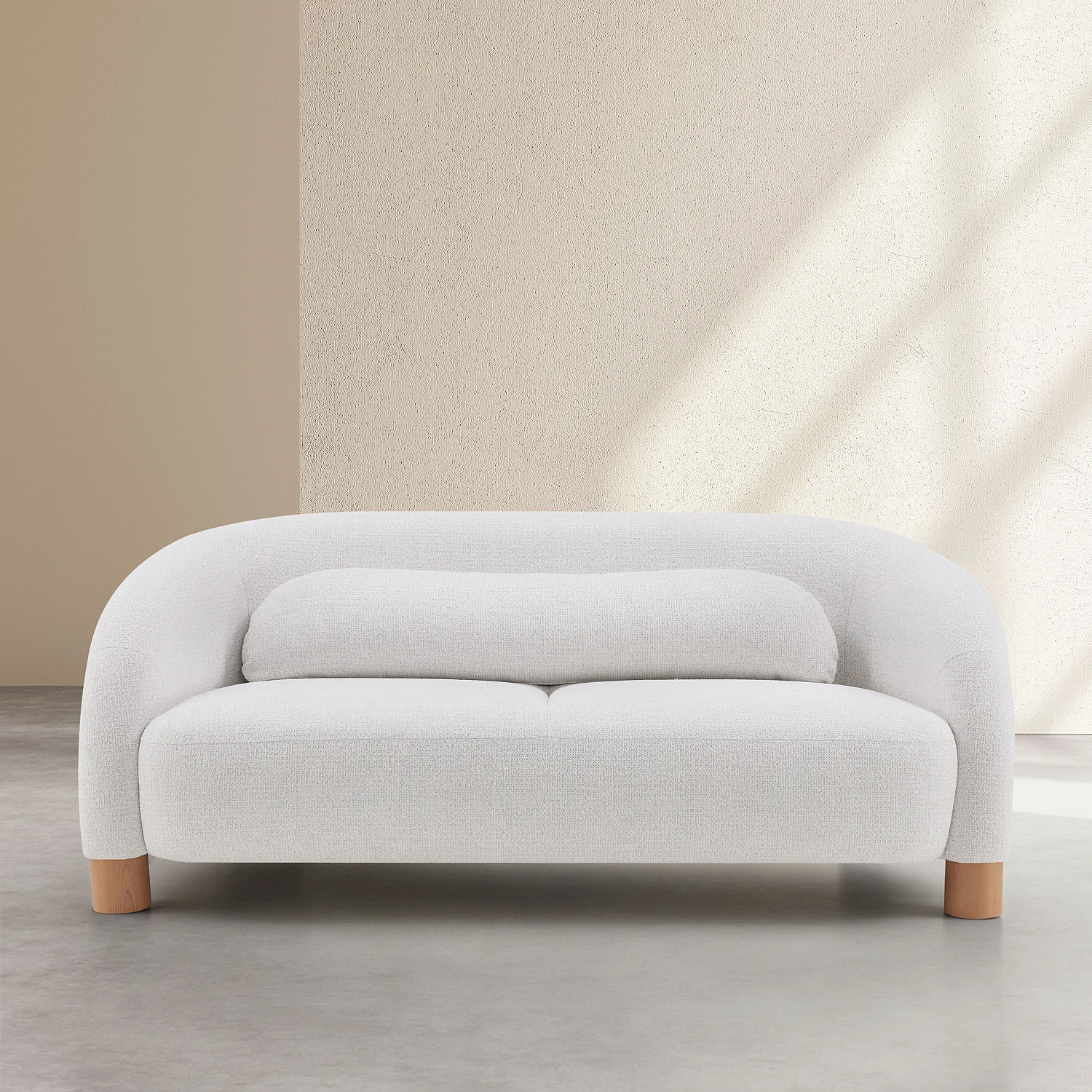 Canapé 2 places en tissu chenille et pieds en bois - Beige mélangé - Design by Morten Georgsen - 1