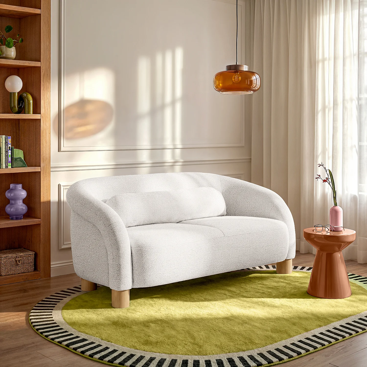 Divano 2 posti in tessuto ciniglia con piedi in legno - Beige melange - Design by Morten Georgsen - 1