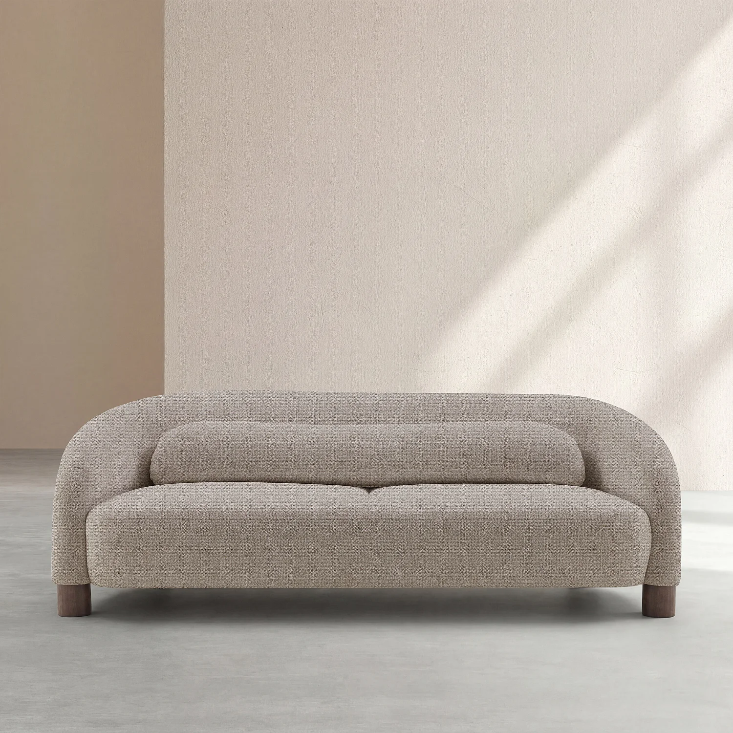 Canapé 3 places en tissu chenille et pieds en bois - Taupe mélangé - Design by Morten Georgsen - 1