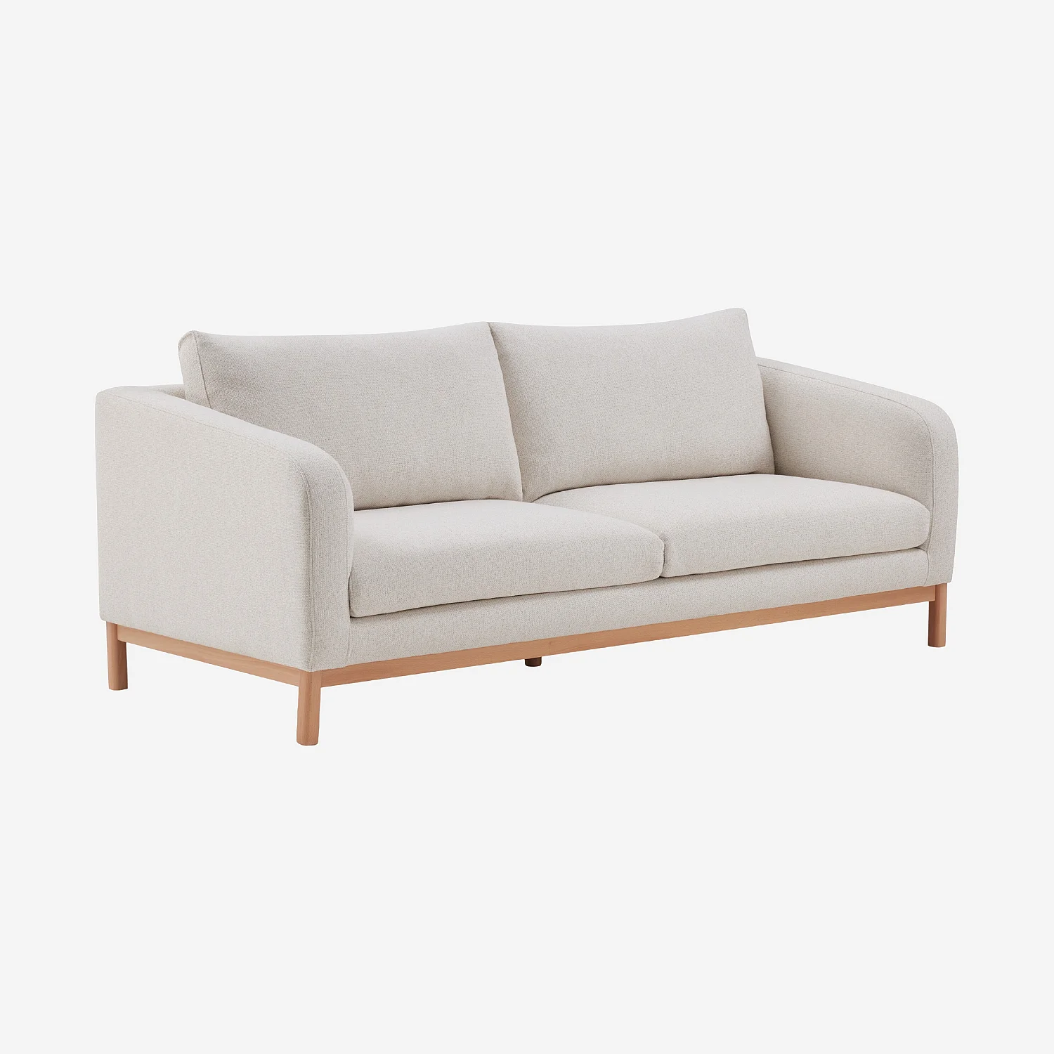 Canapé 3 places en tissu chenille et pieds en bois - Beige mélangé - 2