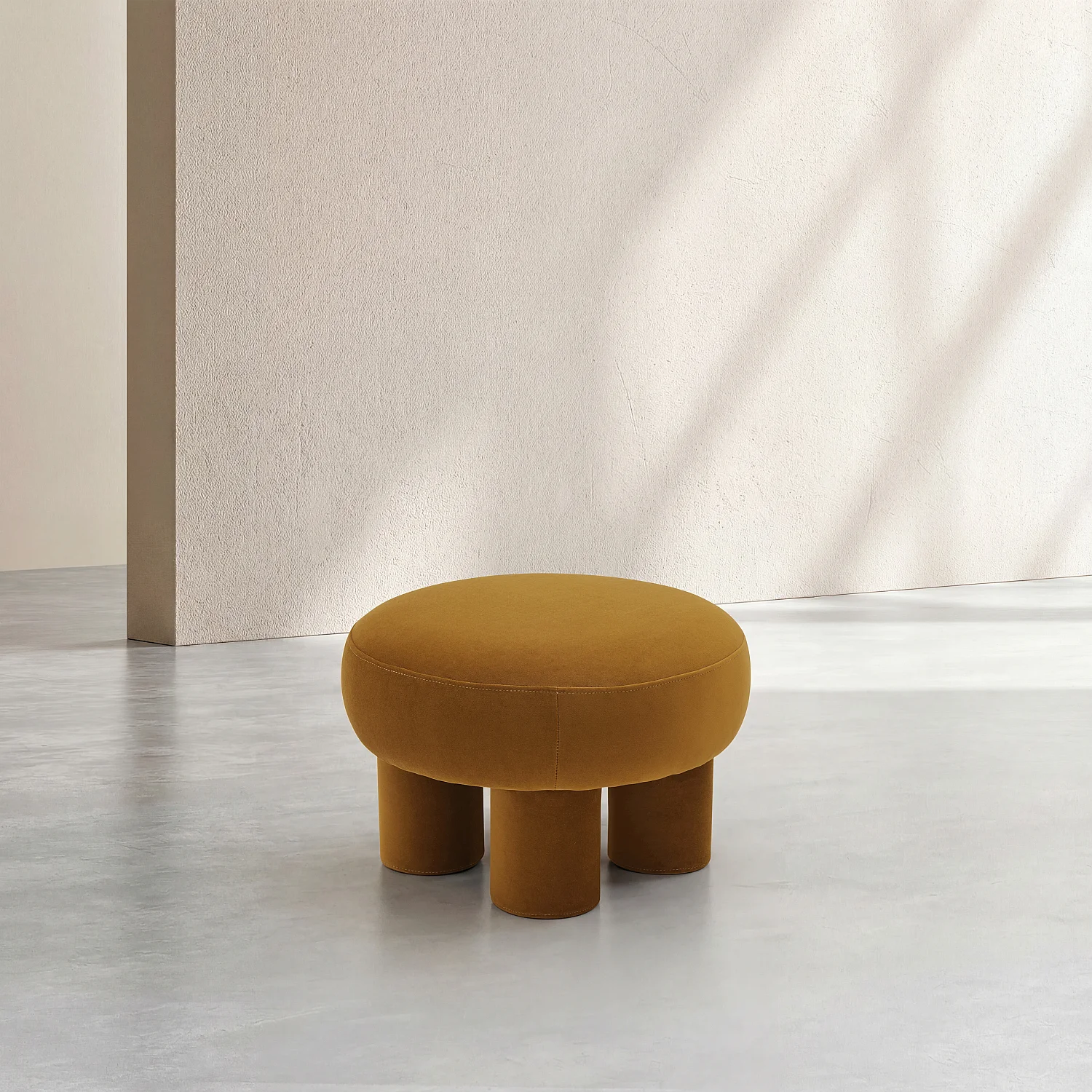 Grote poef van fluweel - Oker - 2