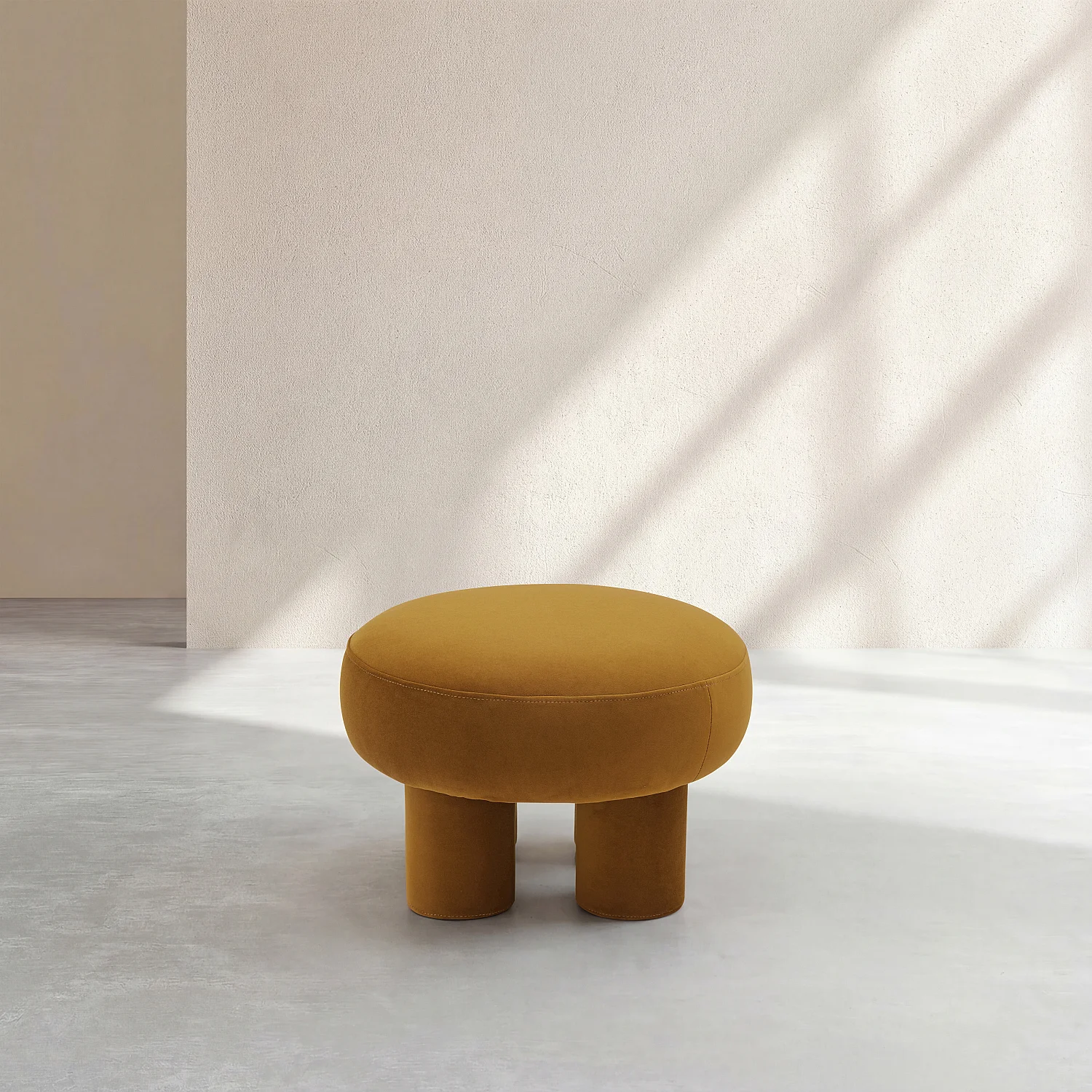 Grote poef van fluweel - Oker - 3