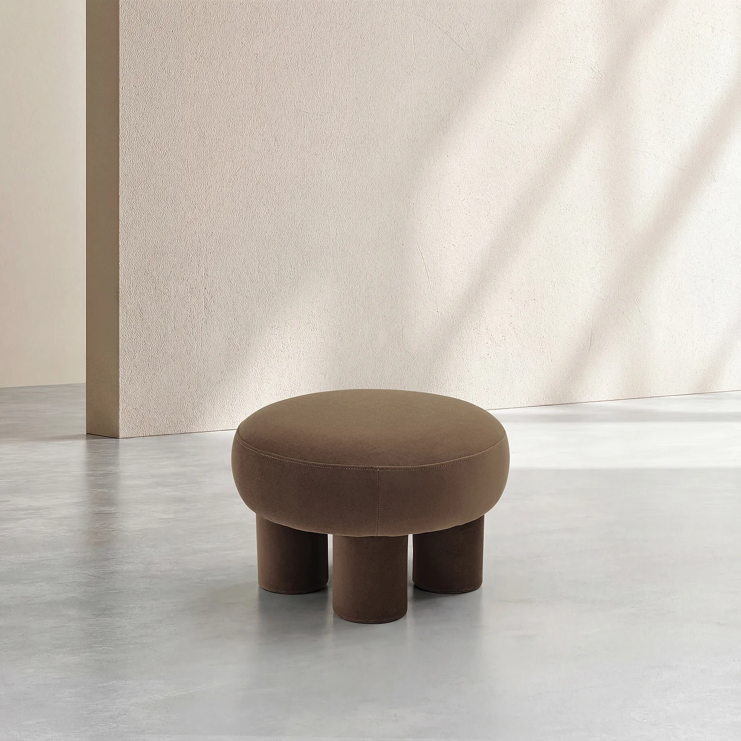 Grand pouf en tissu velours - Brun - 2