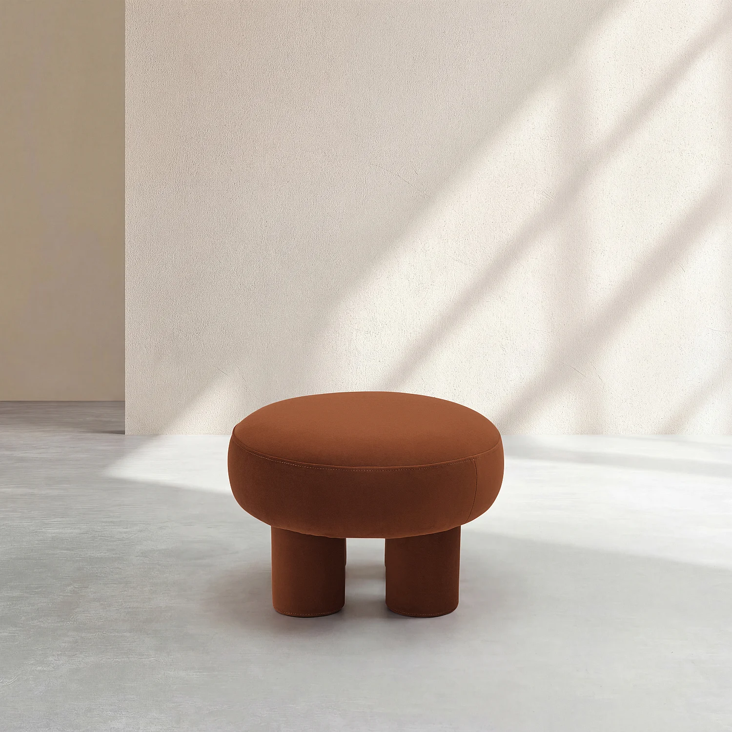Grand Pouf en tissu velours - Marron cuivré - 3