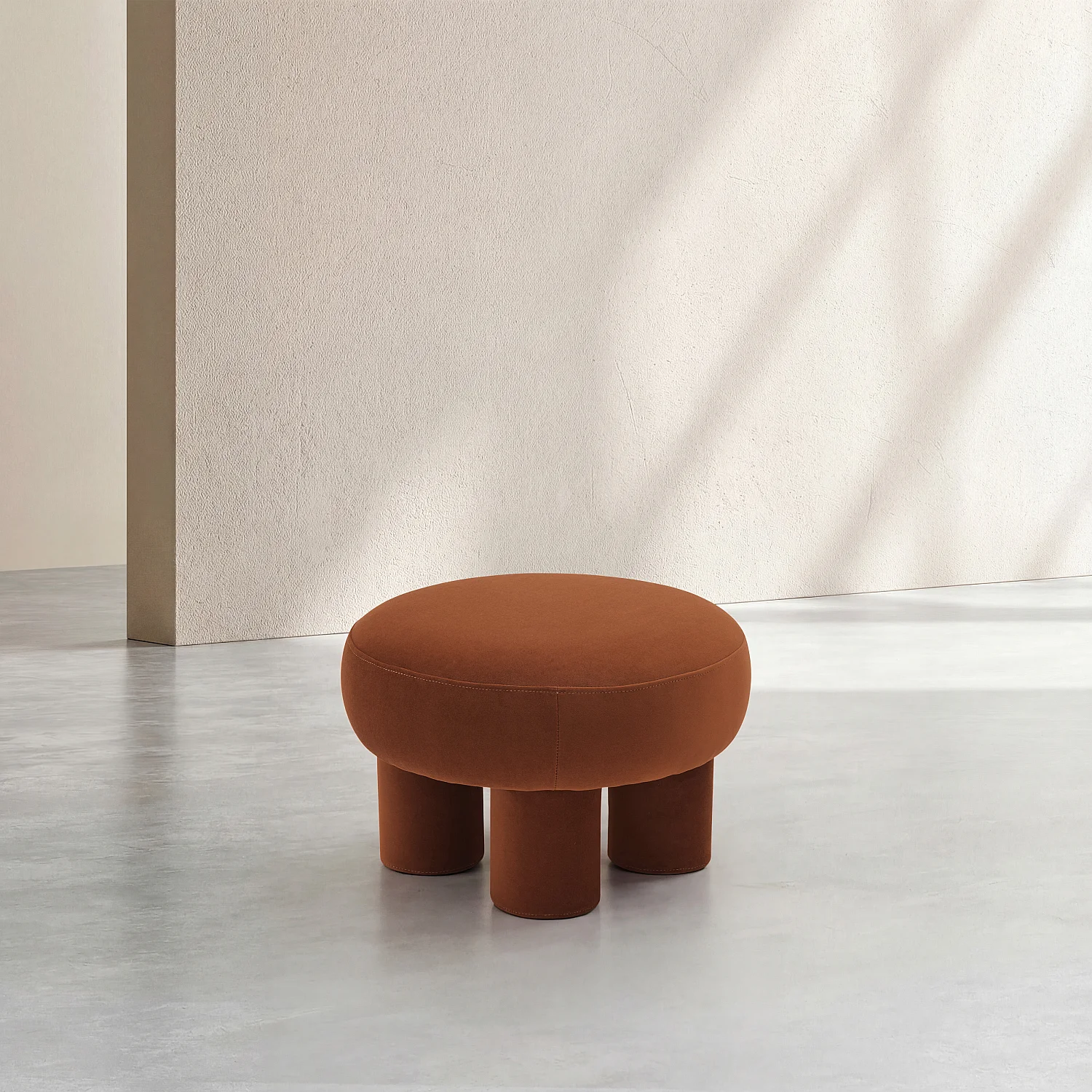 Grand Pouf en tissu velours - Marron cuivré - 1
