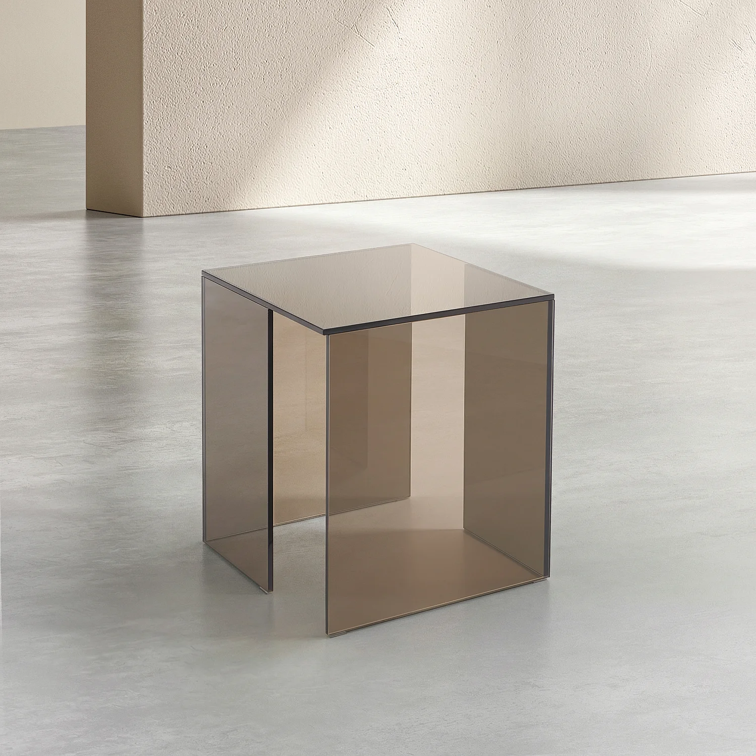 Bijzettafel van gehard glas - Asbruin - Design by Céline Mognon Fichet - 1