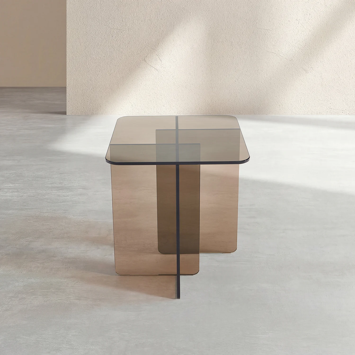 Tavolino d'appoggio in vetro temperato - Marrone cenere - Design by Céline Mognon Fichet - 3