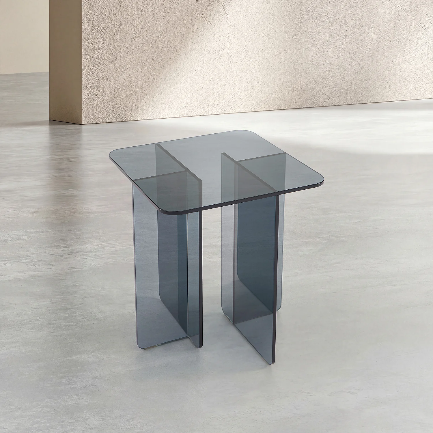 Tavolino d'appoggio in vetro temperato - Grigio fumé - Design by Céline Mognon Fichet - 1