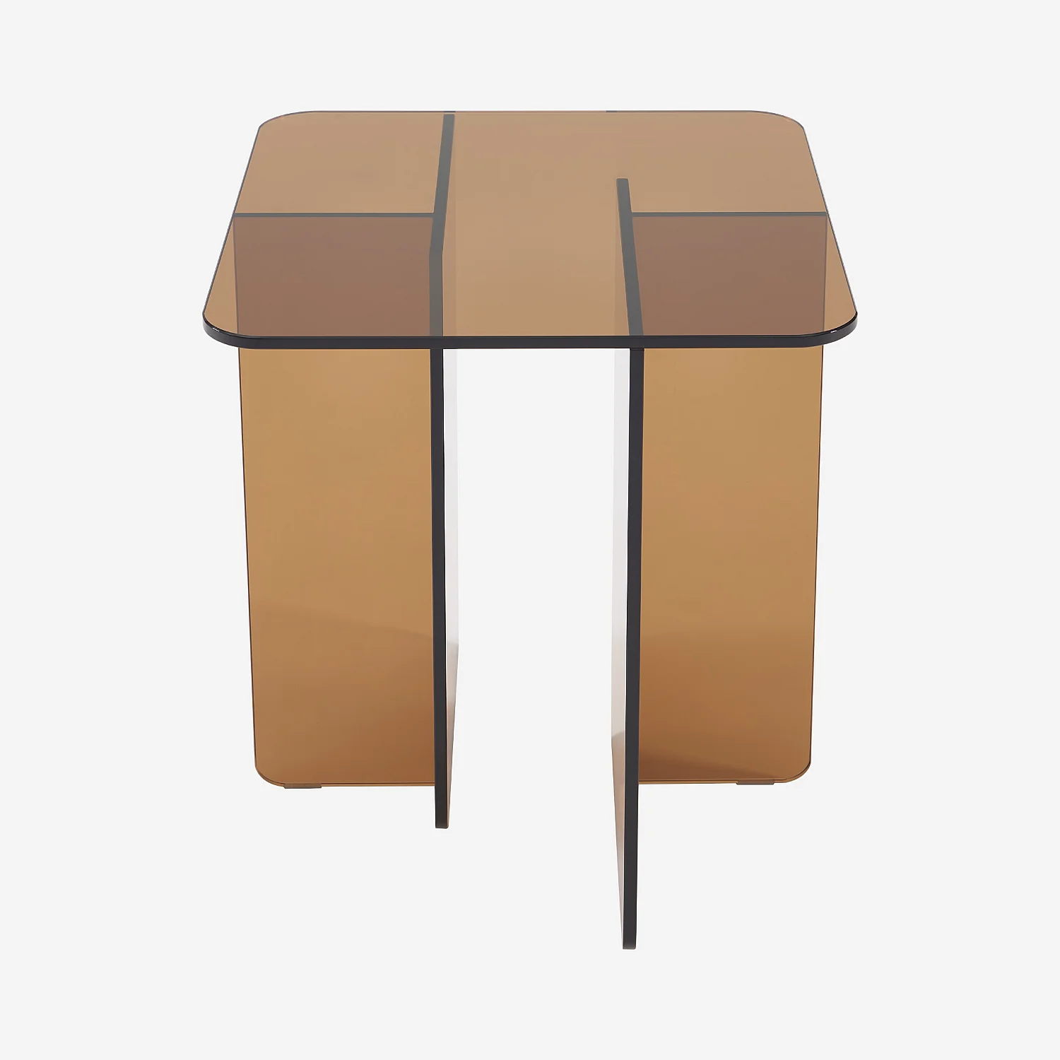 Bijzettafel van gehard glas - Amberbruin - Design by Céline Mognon Fichet - 2