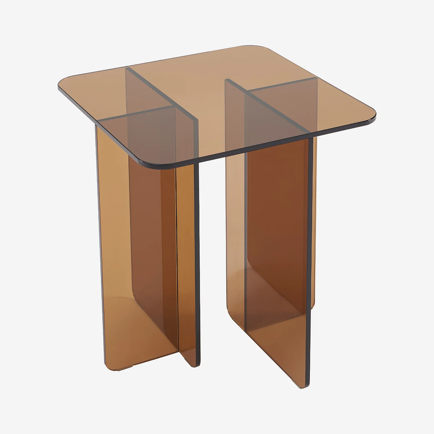 Bijzettafel van gehard glas - Amberbruin - Design by Céline Mognon Fichet - 1