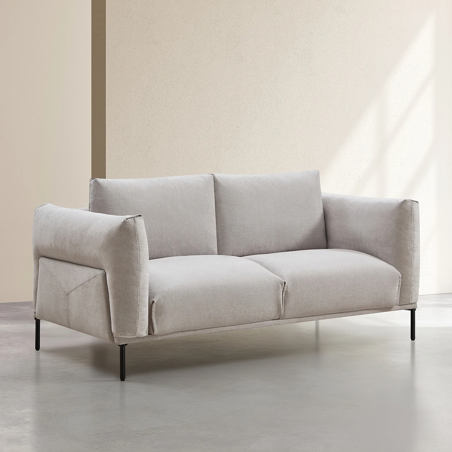 Canapé 2 places en tissu garni de plumes - Gris polaire - 3