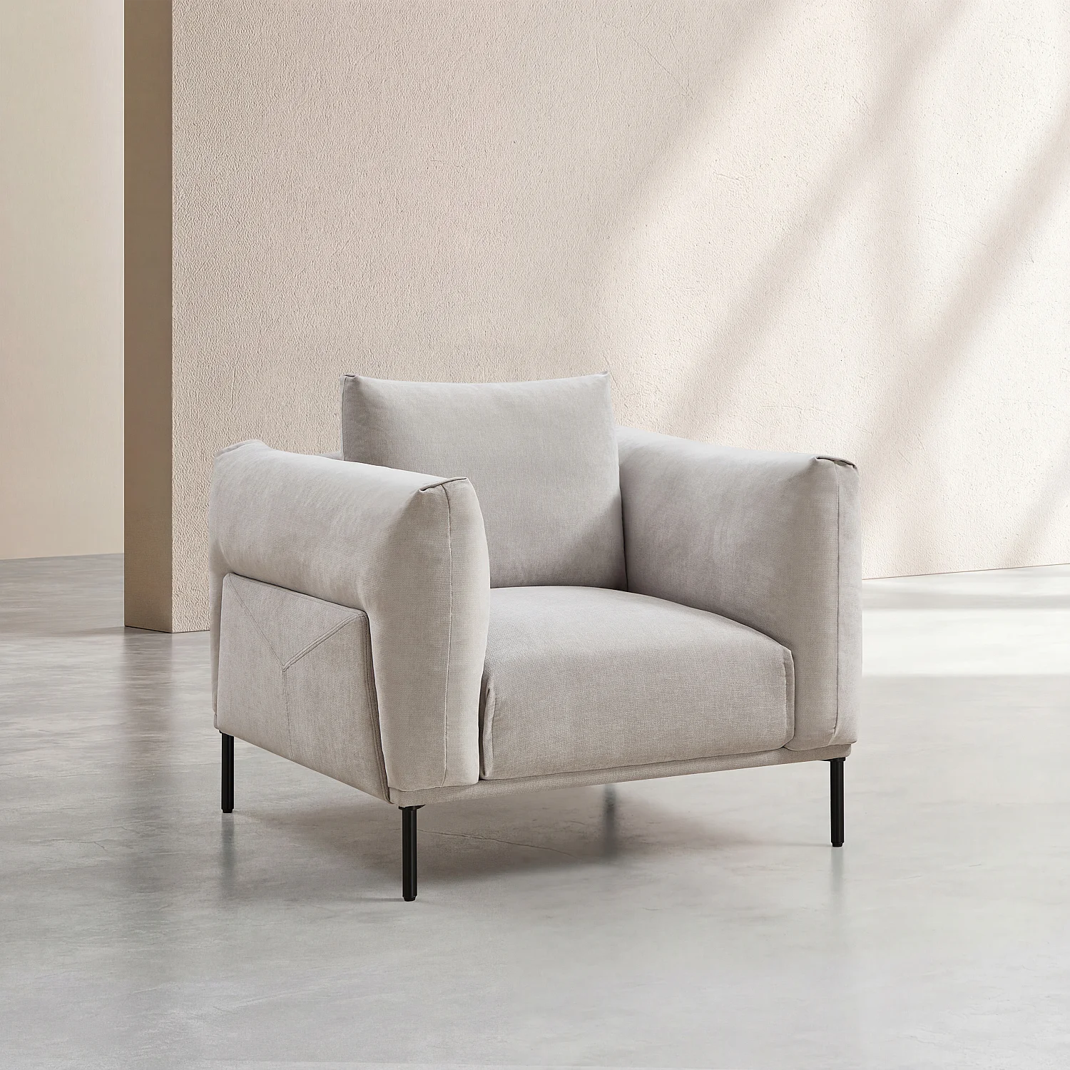 Fauteuil en tissu garni de plumes - Gris polaire - 3
