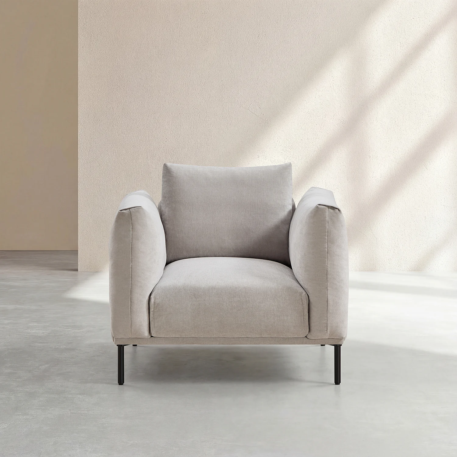 Fauteuil en tissu garni de plumes - Gris polaire - 2