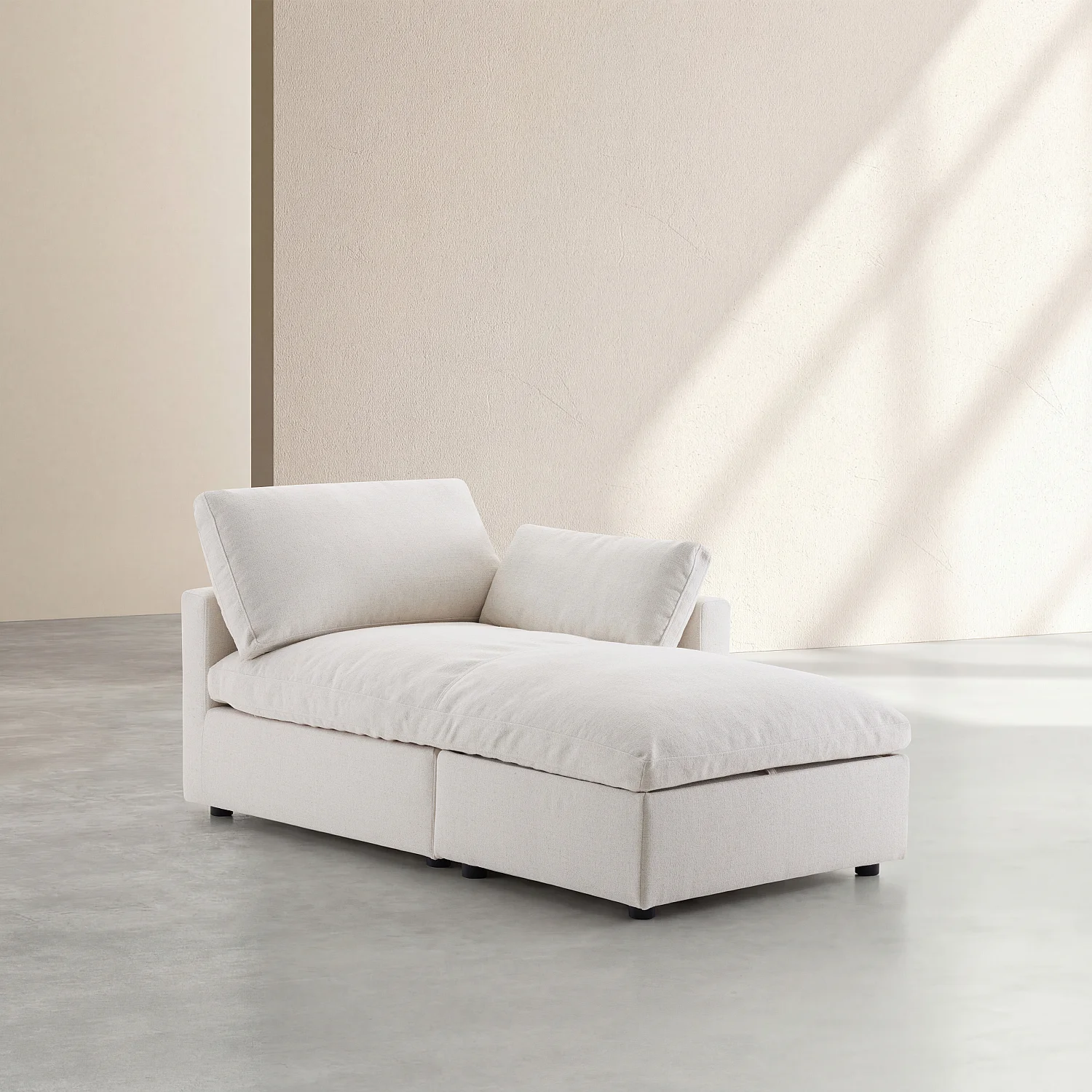 Chaise longue con arcón reversible de tejido - Marfil - 2