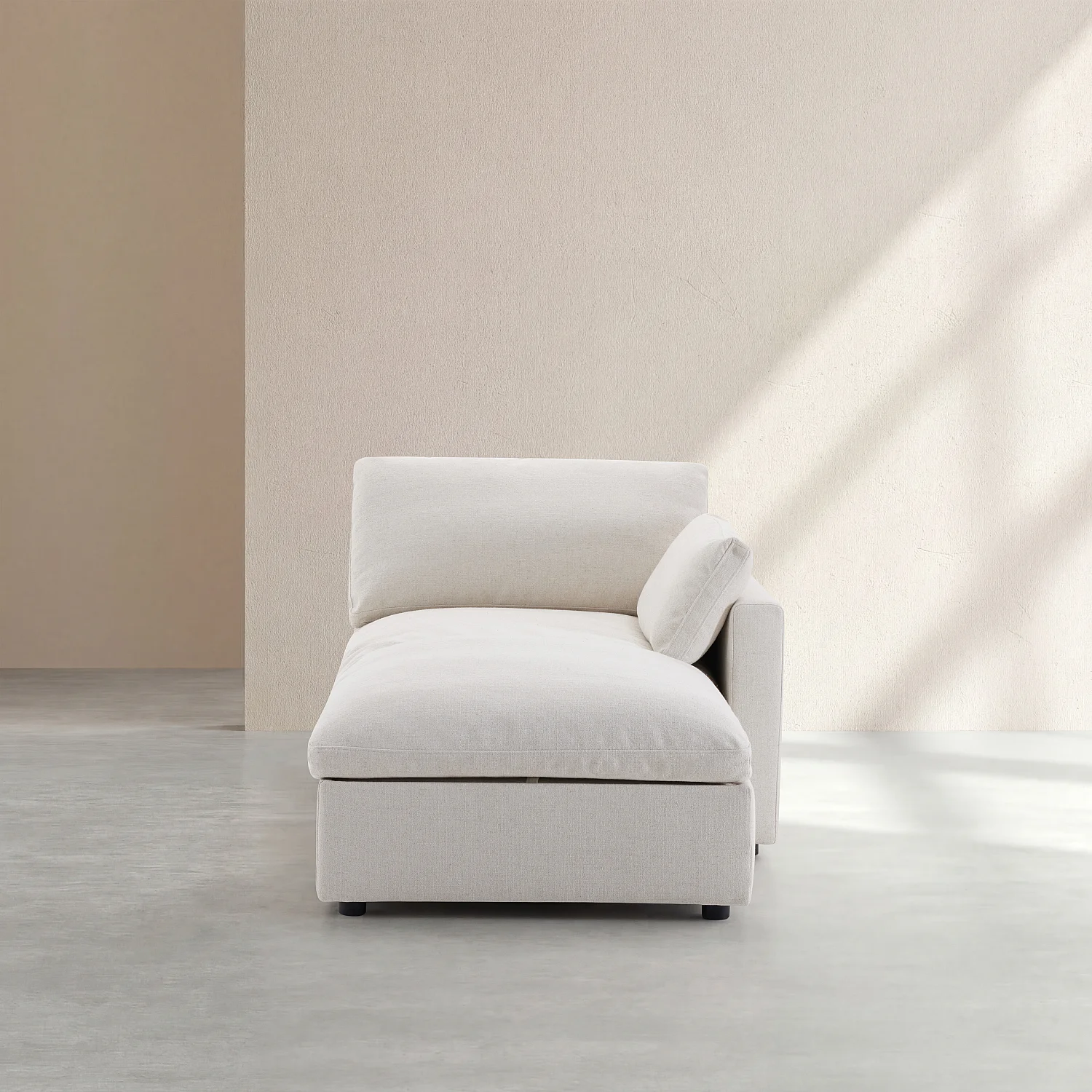 Chaise longue con arcón reversible de tejido - Marfil - 1