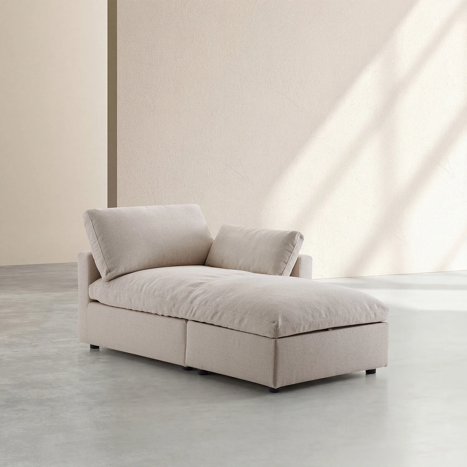 Chaise longue con arcón reversible de tejido - Topo - 2