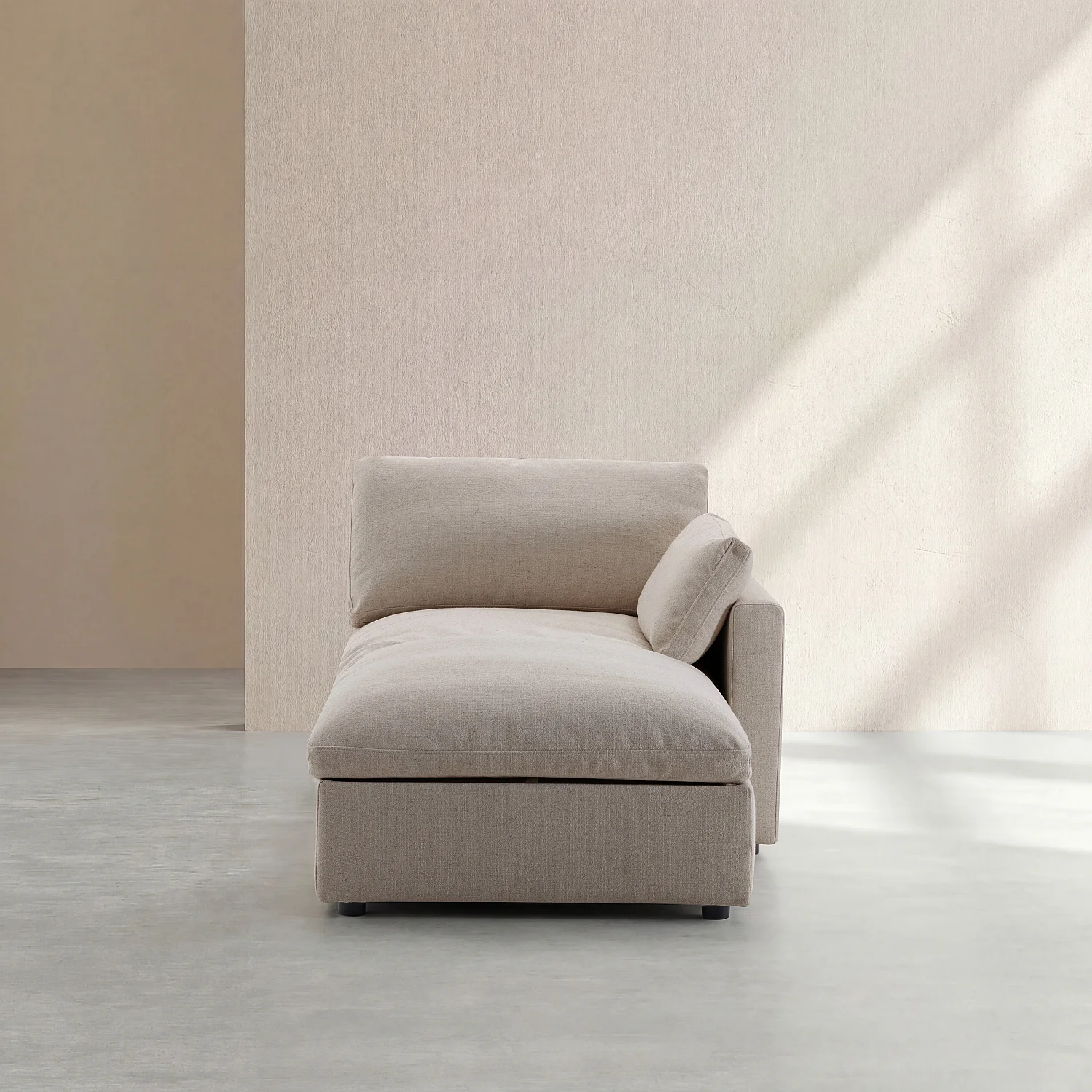 Chaise longue con arcón reversible de tejido - Topo - 1