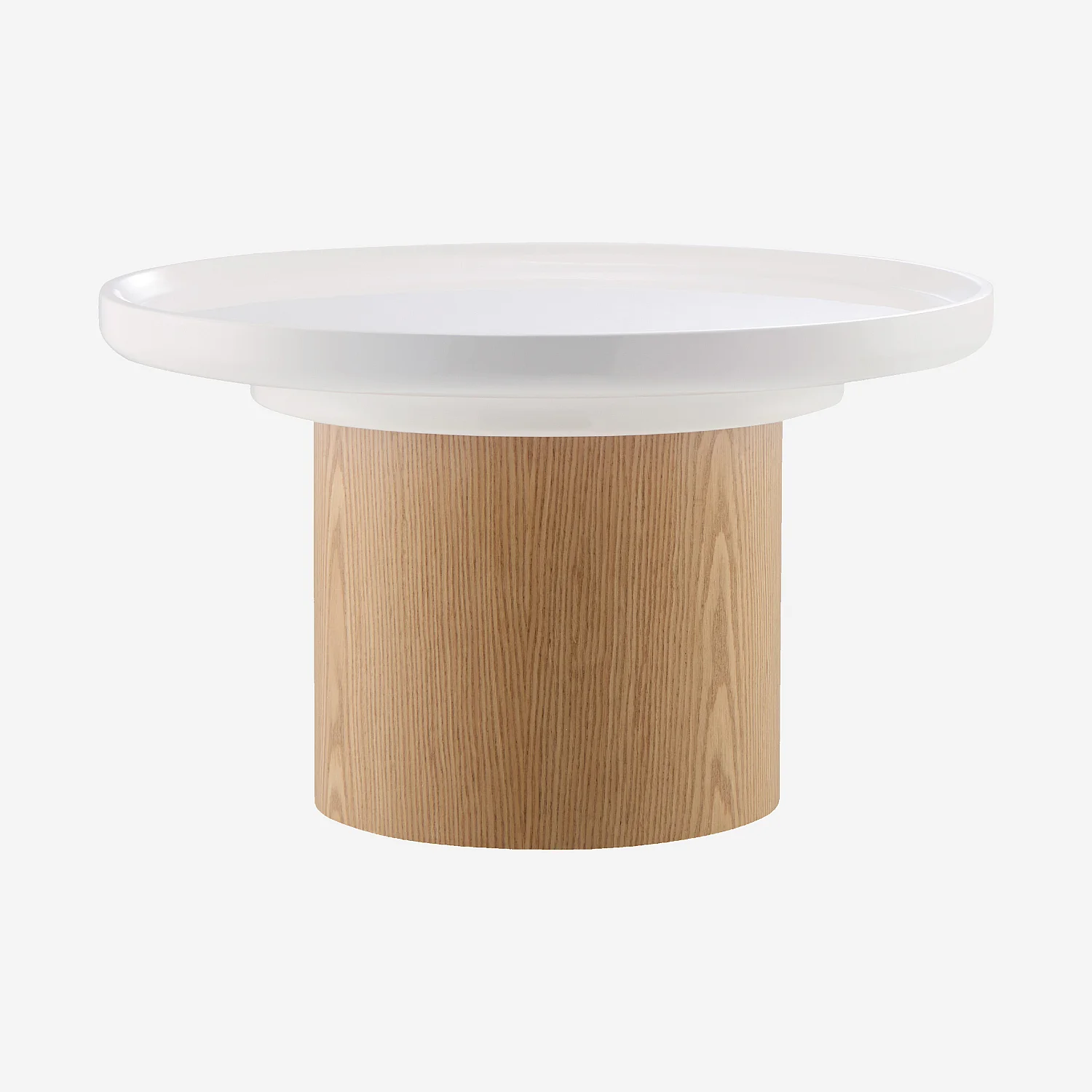 Table d’appoint ronde laquée et finition chêne - Blanc - 4