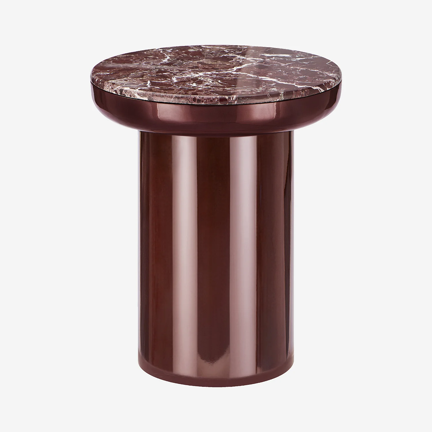 Table d’appoint ronde laquée et marbre - Burgundy - 2