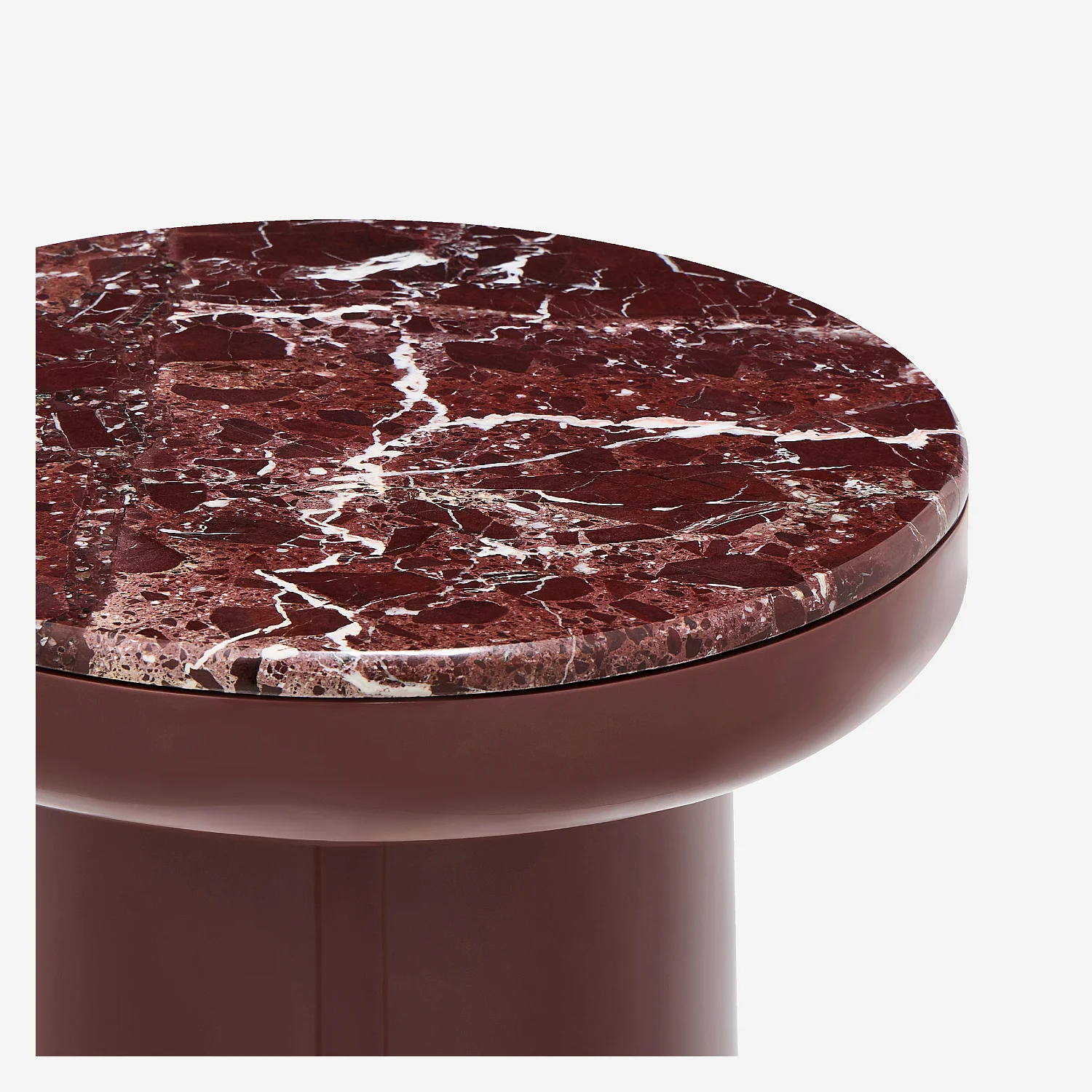 Table d’appoint ronde laquée et marbre - Burgundy - 3