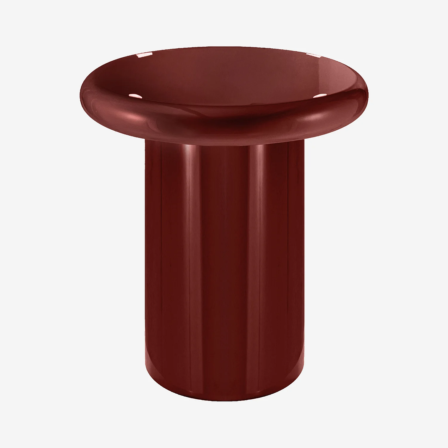 Table d’appoint ronde laquée - Rouge grenat - 2