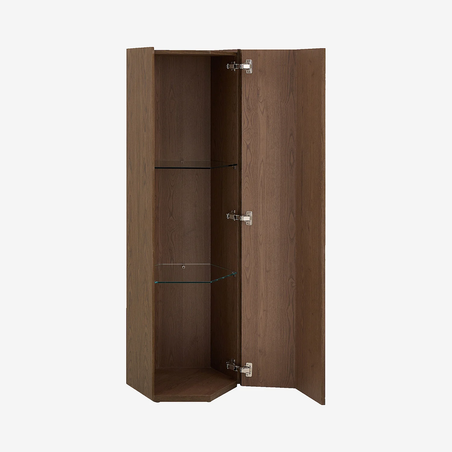 Grand meuble de rangement hexagonal finition noyer - Naturel foncé - 4