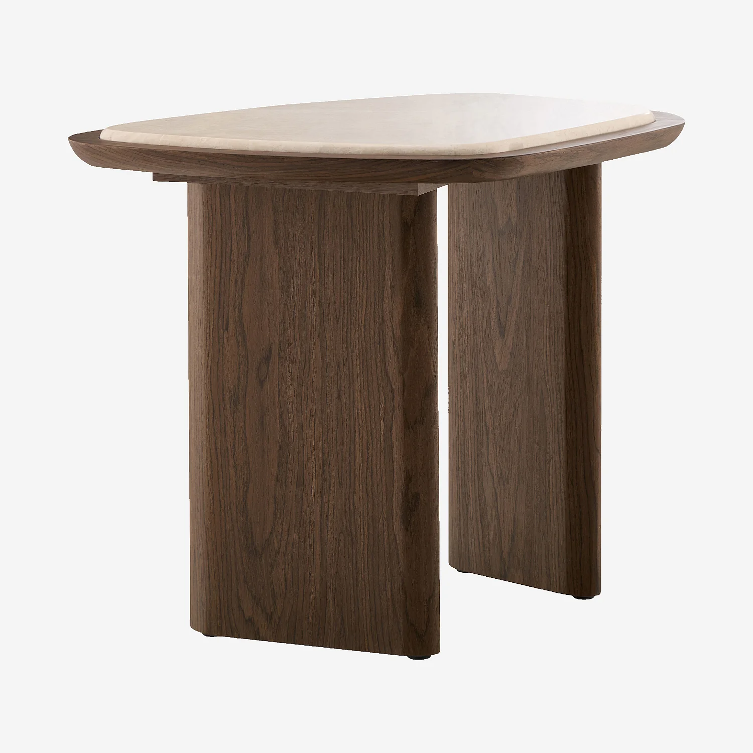 Table d’appoint organique finition noyer et marbre blanc - 5