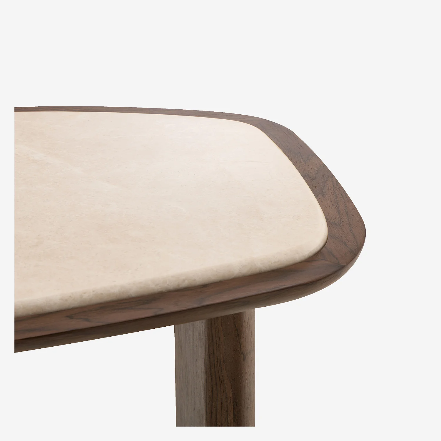 Table d’appoint organique finition noyer et marbre blanc - 3