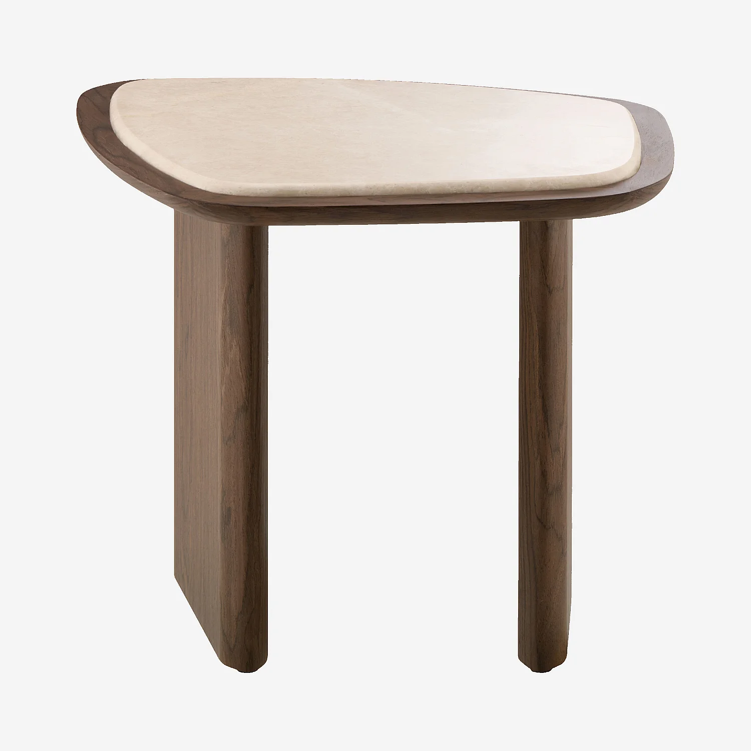 Table d’appoint organique finition noyer et marbre blanc - 2