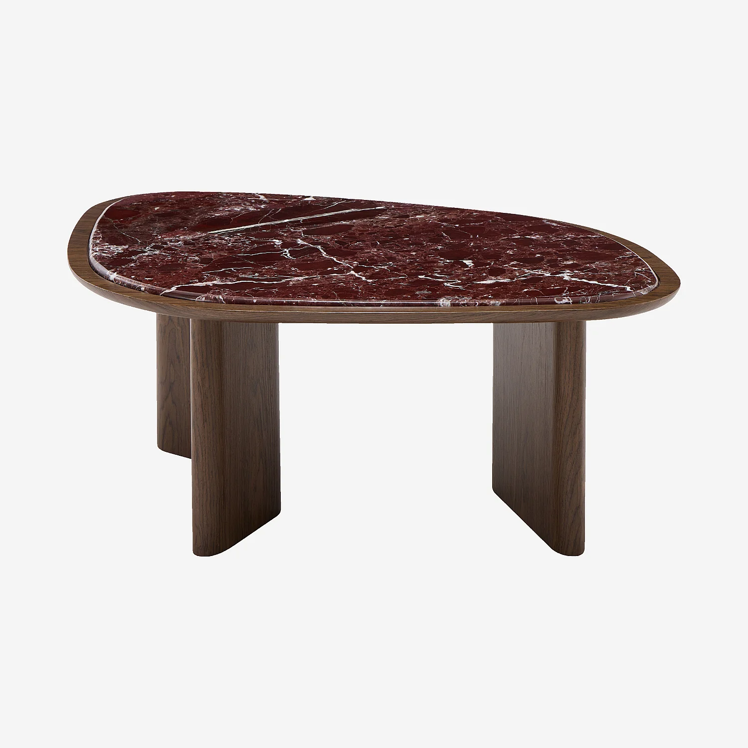 Table basse organique finition noyer et marbre - Burgundy - 2