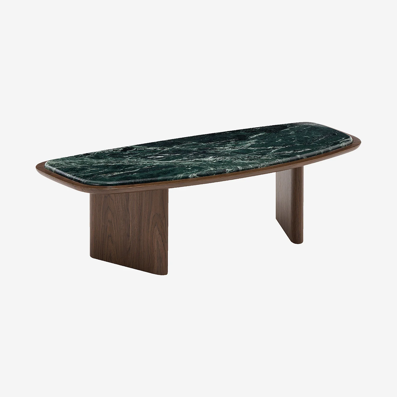 Table basse rectangulaire finition noyer et marbre - Vert sapin - 5