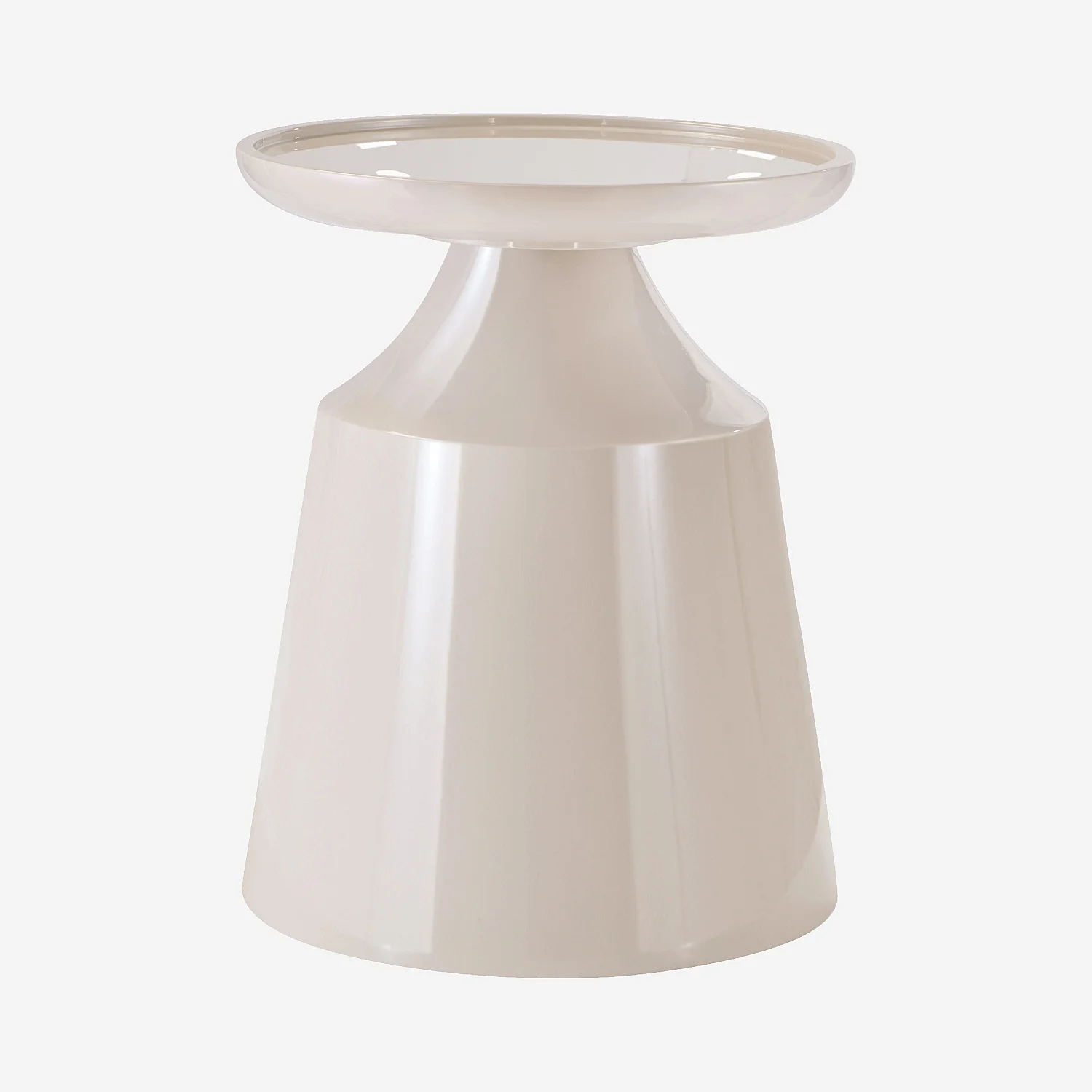 Table d'appoint ronde laquée - Crème - 4