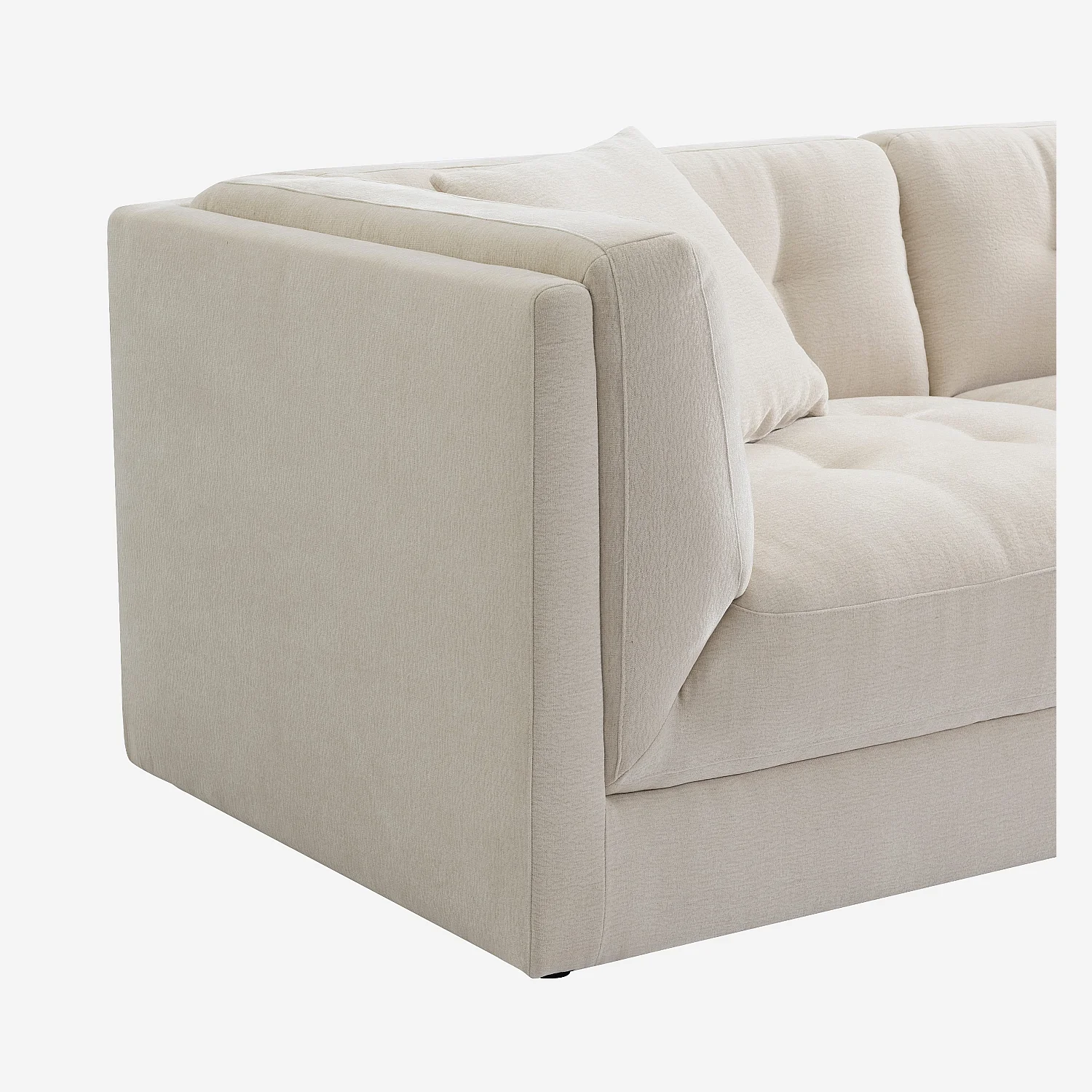 Canapé 3 places capitonné en tissu garni de plumes - Crème - 3