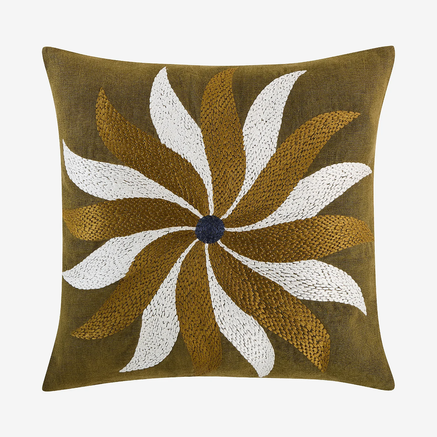 Coussin brodé en lin - 45 x 45 cm - Bronze - Design by Floriane Jacques - 2