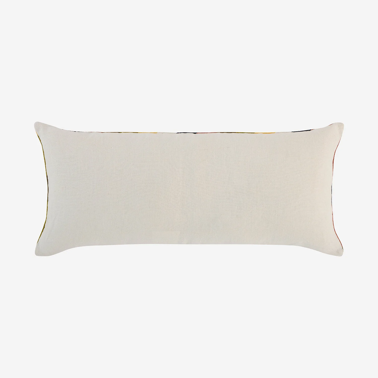 Coussin brodé en lin et coton - 30 x 70 cm - Vert, bronze et jaune - Design by Floriane Jacques - 9