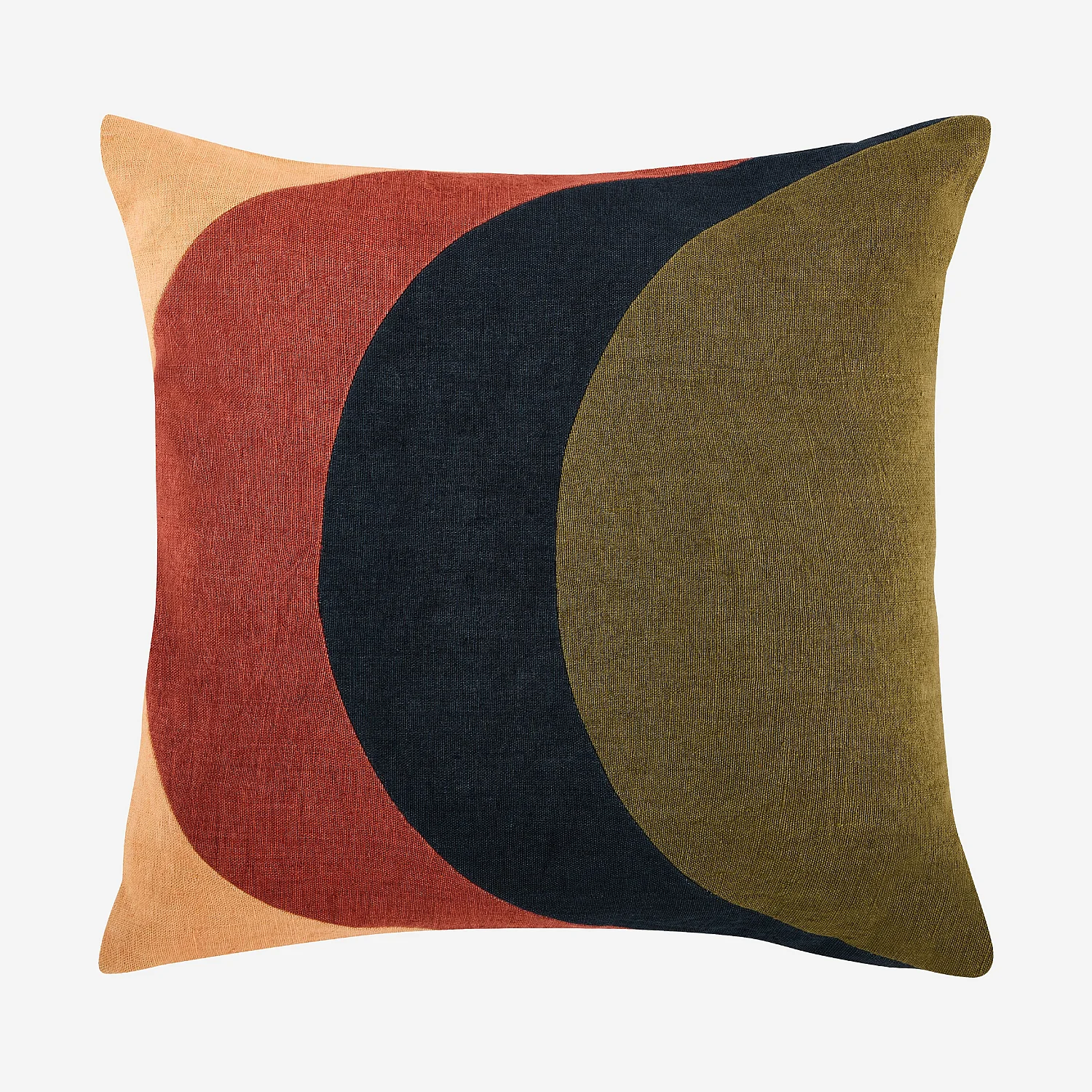 Coussin en lin et coton - 45 x 45 cm - Bronze, bleu et rose - Design by Floriane Jacques - 2