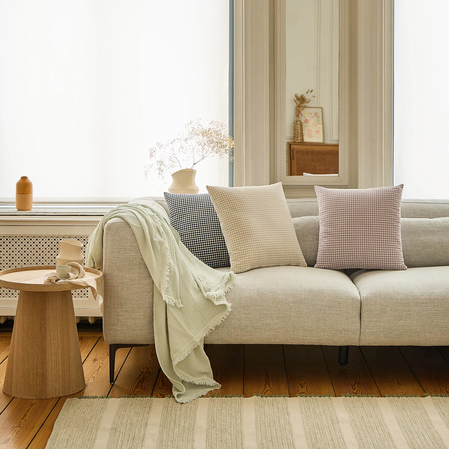 Coussin en coton - 45 x 45 cm - Beige - 3