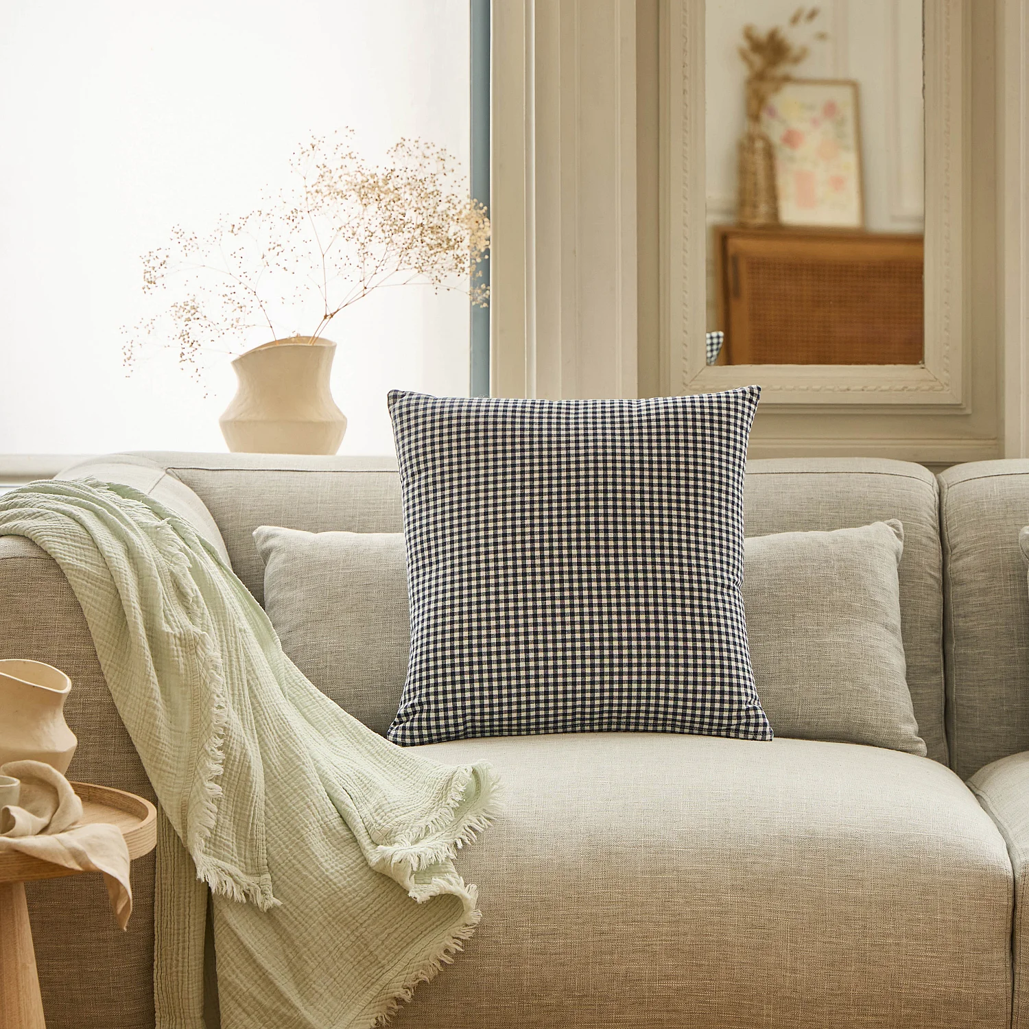 Coussin en coton - 45 x 45 cm - Bleu Marine - 1