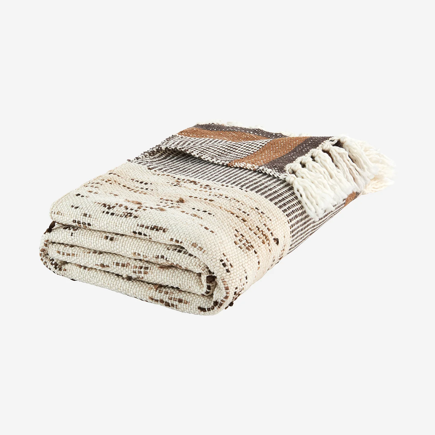 Plaid en laine et soie - 130 x 170 cm - Brun - 5